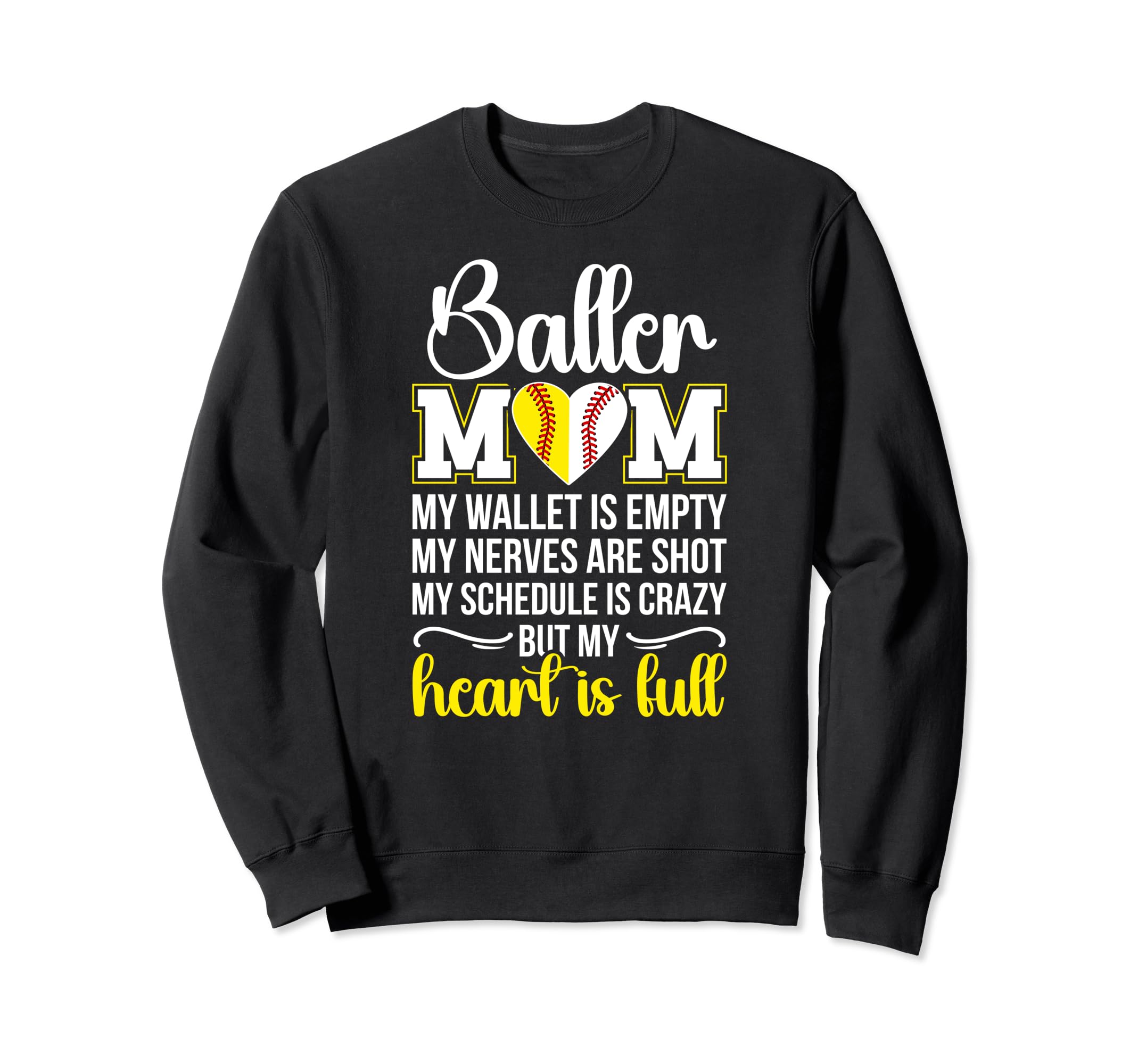 Baller Mom My Heart Is Full Sweatshirt - Minimalist Print Men Women - T-Shirt, Sweatshirt, Hoodie