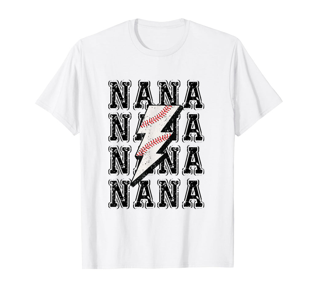 Baseball Nana Lightning Bolt T-Shirt - Unique Graphic Men Women - T-Shirt, Sweatshirt, Hoodie