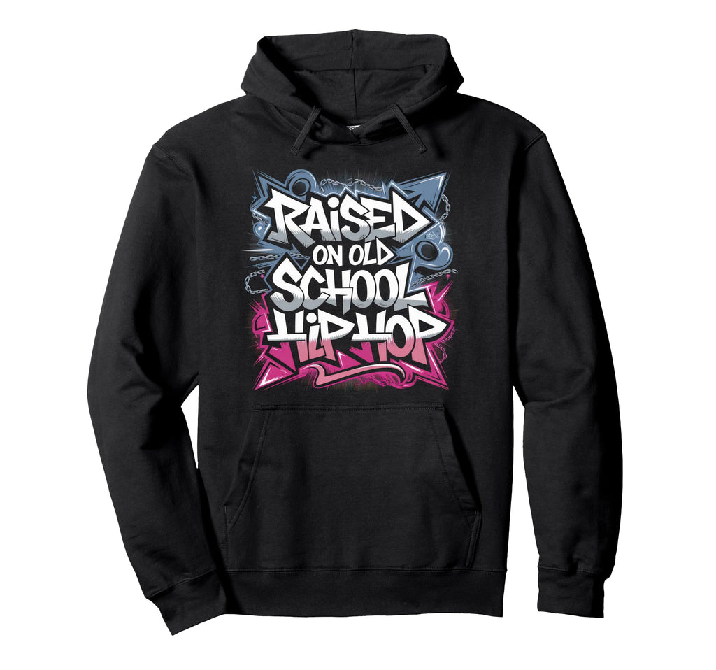Raised Old School Hip Hop Cassette Hoodie - Minimalist Print Unisex - T-Shirt, Sweatshirt, Hoodie