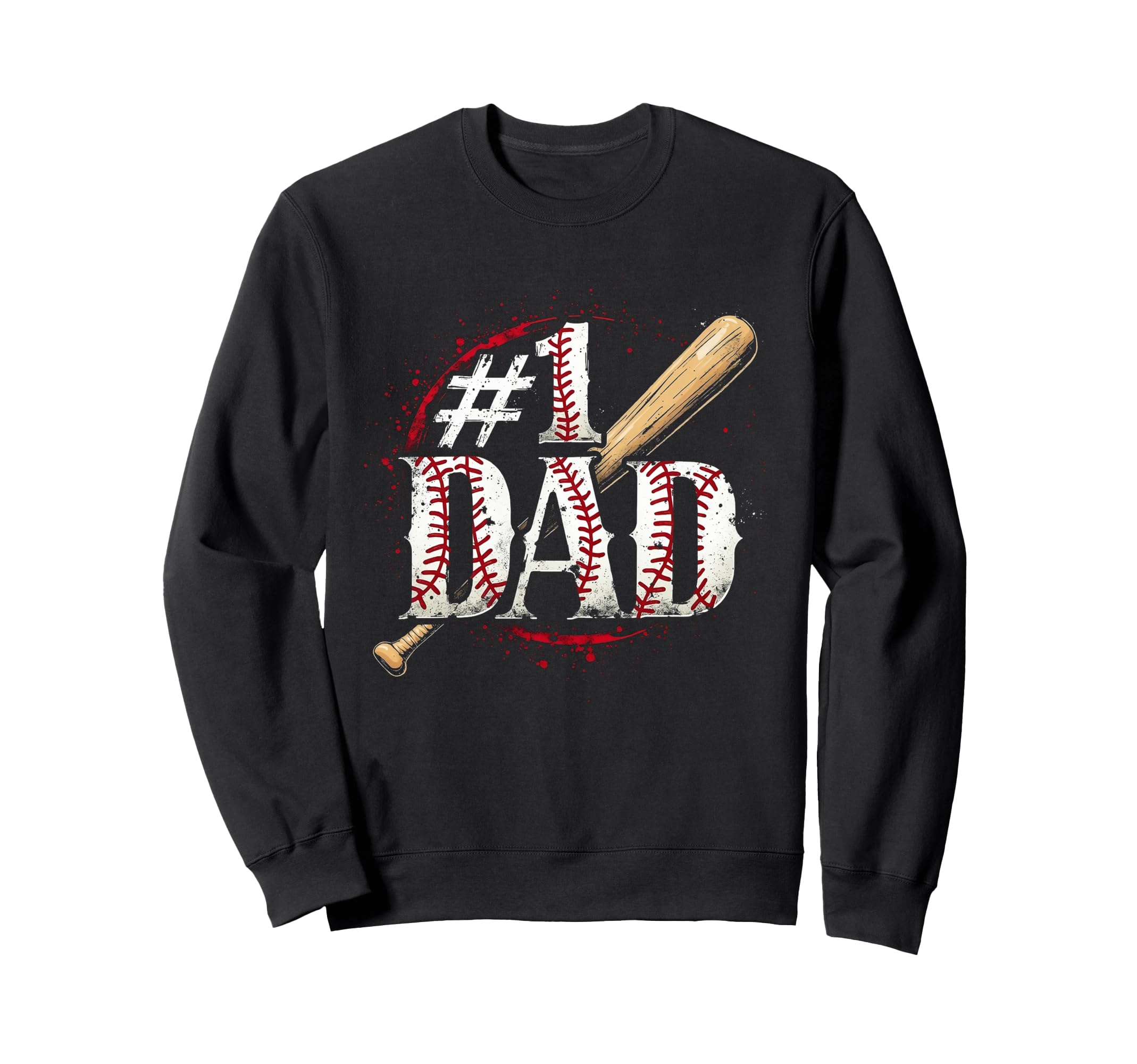 Number One Baseball Dad Fathers Day Sweatshirt - Custom Art Print Unisex - T-Shirt, Sweatshirt, Hoodie