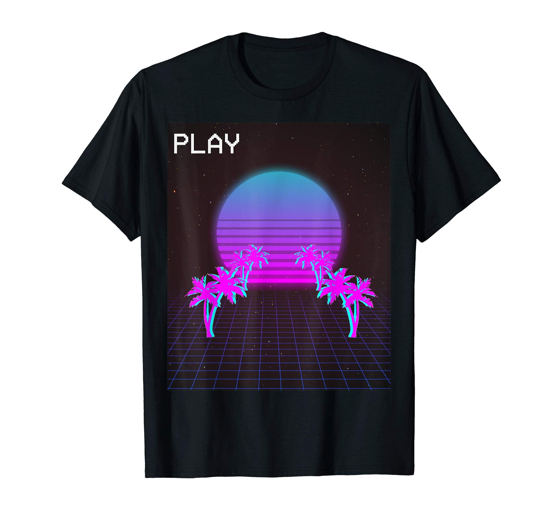 80S Grid Aesthetic Vaporwave Palm Trees T-Shirt - Unique Graphic for Adults - T-Shirt, Sweatshirt, Hoodie