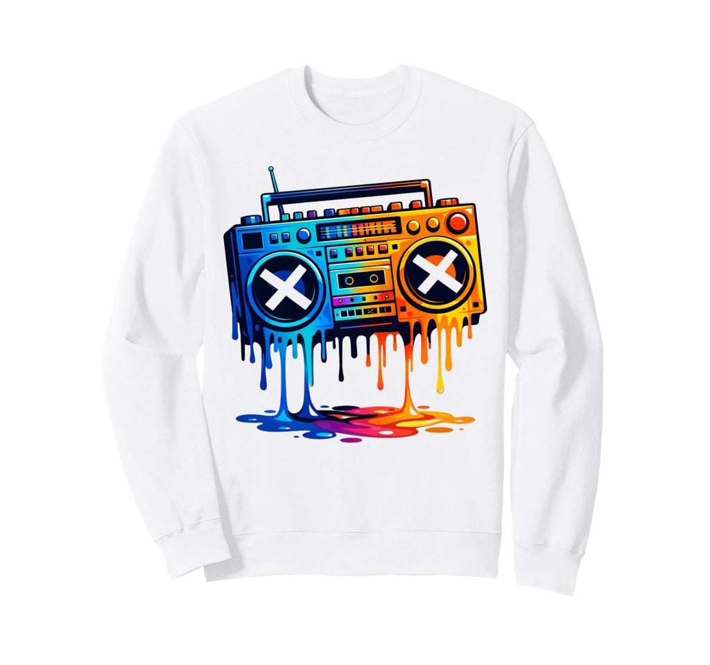 Dripping Paint Boombox 80S 90S Sweatshirt - Fun Novelty Design Men Women - T-Shirt, Sweatshirt, Hoodie