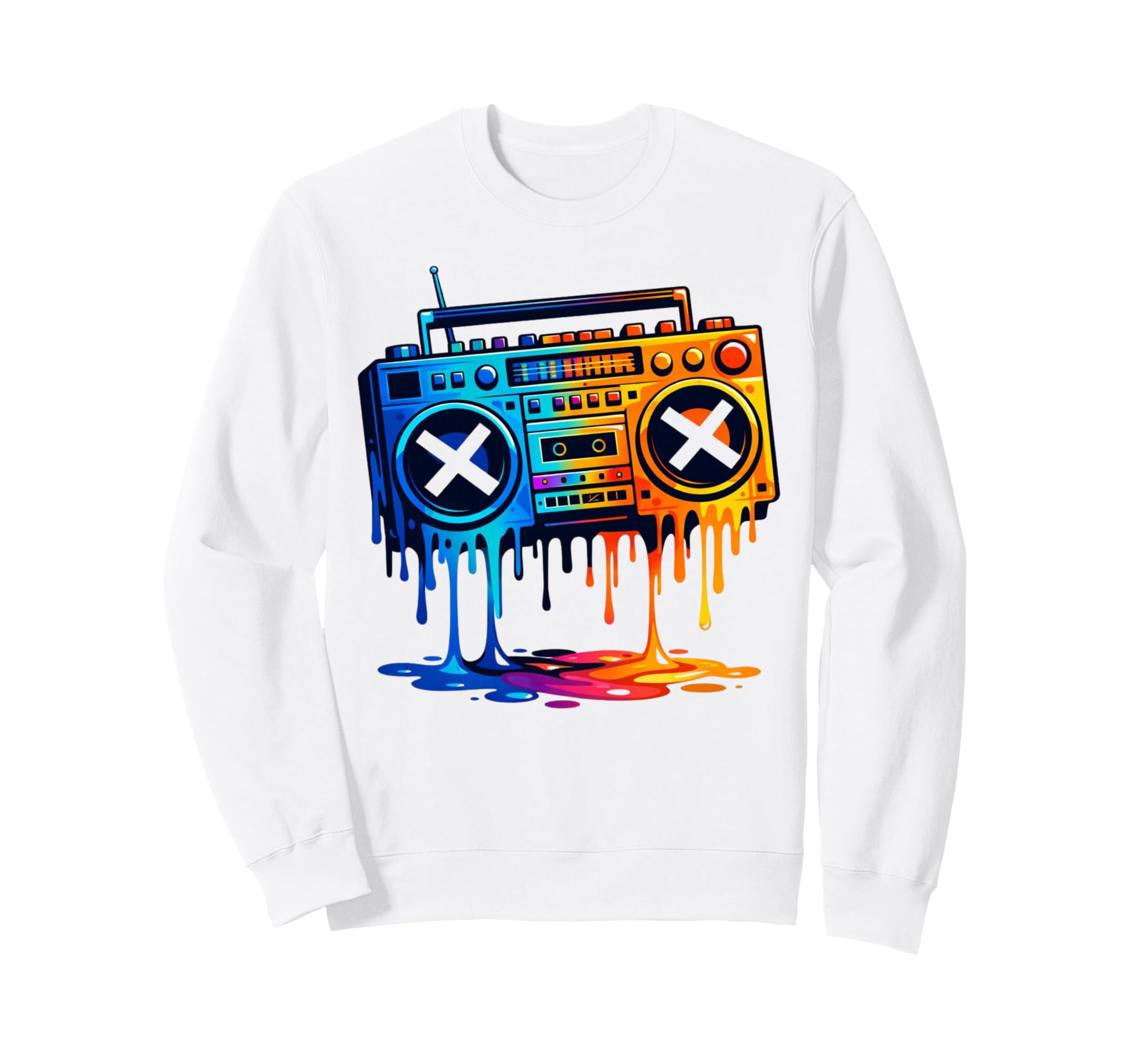 Dripping Paint Boombox 80S 90S Sweatshirt - Fun Novelty Design Men Women - T-Shirt, Sweatshirt, Hoodie