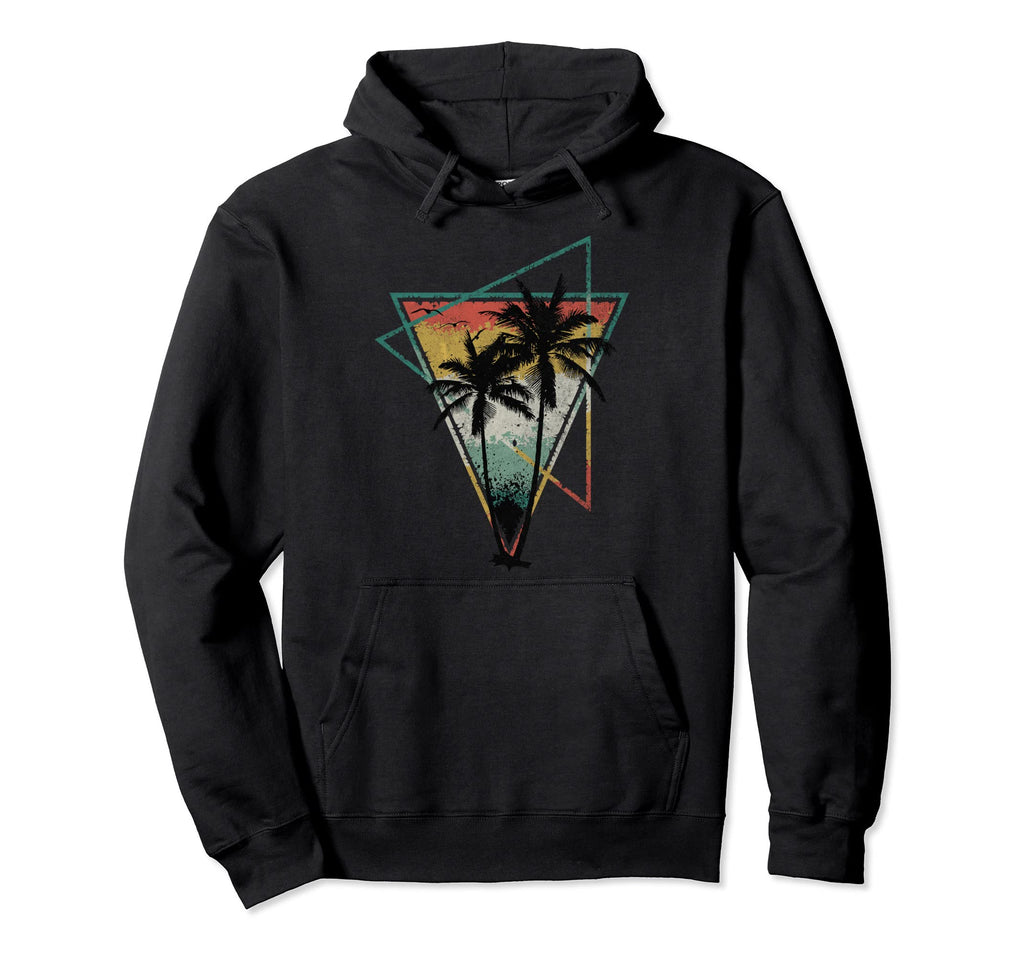 Summer Palm Trees Distressed Triangles Hoodie - Novelty Apparel Unisex - T-Shirt, Sweatshirt, Hoodie