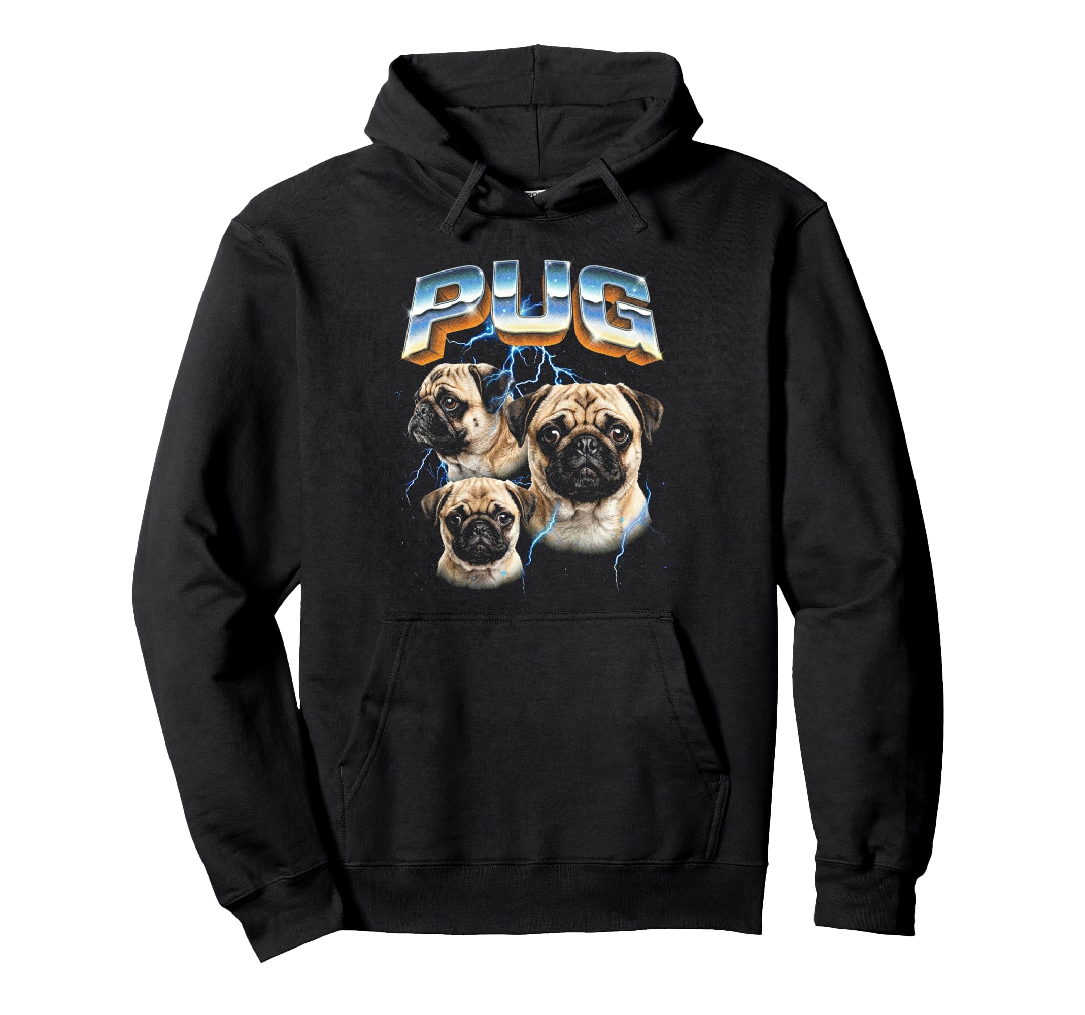 Pug 80S Dog Lover Funny 90S Hoodie - Unique Graphic Unisex - T-Shirt, Sweatshirt, Hoodie