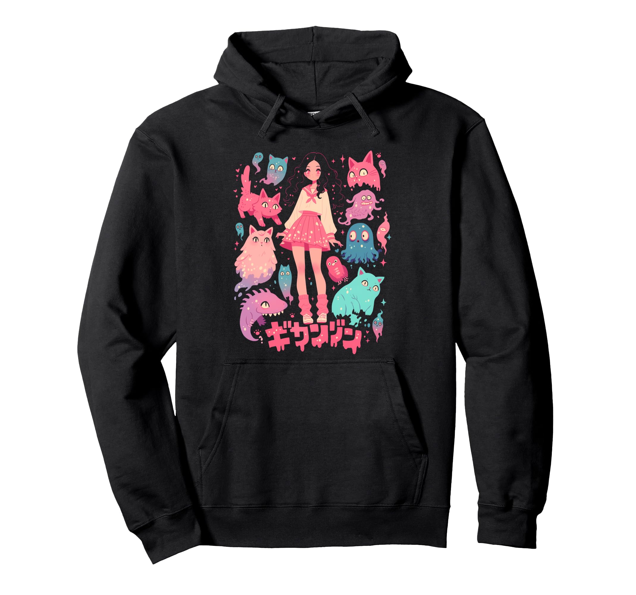 Goth Grunge Demon Anime Waifu Horror Hoodie - Streetwear Style for Adults - T-Shirt, Sweatshirt, Hoodie
