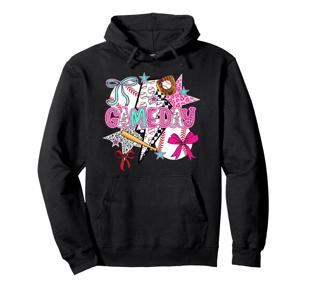 Game Day Baseball Preppy Baseball Game Hoodie - Graphic Print for Adults - T-Shirt, Sweatshirt, Hoodie