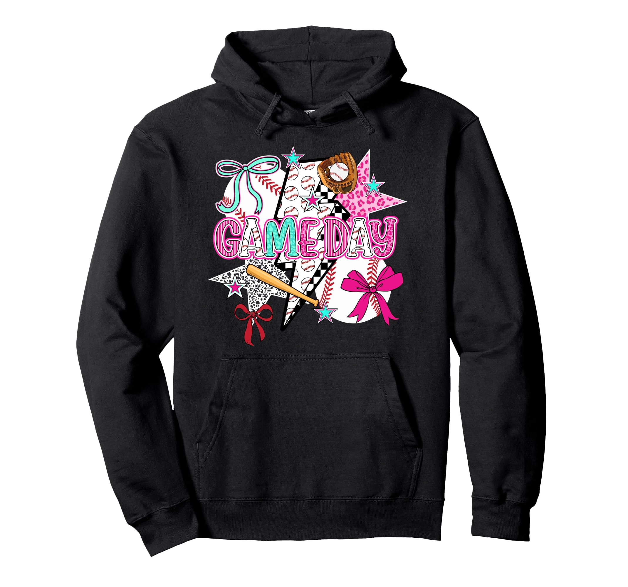 Game Day Baseball Preppy Baseball Game Hoodie - Graphic Print for Adults - T-Shirt, Sweatshirt, Hoodie