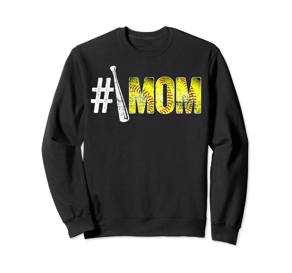Niumber One Softball Mom Mothers Sweatshirt - Casual Everyday Wear Unisex - T-Shirt, Sweatshirt, Hoodie