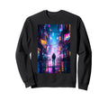 Neon Tokyo Night Aesthetic Sweatshirt - Fun Novelty Design for Adults - T-Shirt, Sweatshirt, Hoodie