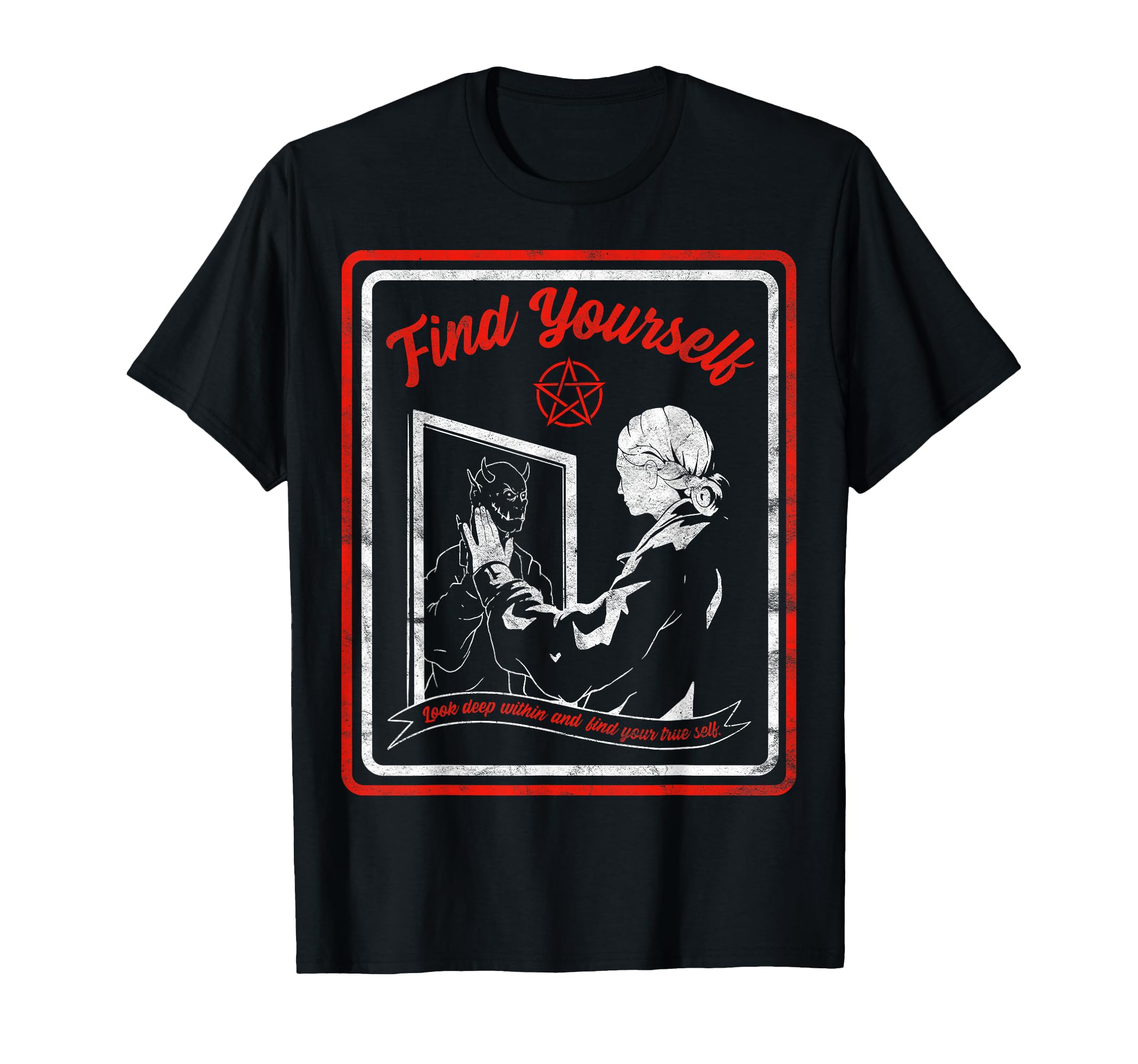 Horror Find Yourself Demon Within Small T-Shirt - Trendy Graphic Unisex - T-Shirt, Sweatshirt, Hoodie