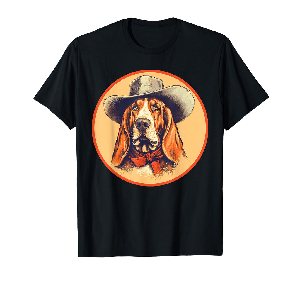 Basset Hound Cowboy Western Country Music T-Shirt - Graphic Print Unisex - T-Shirt, Sweatshirt, Hoodie