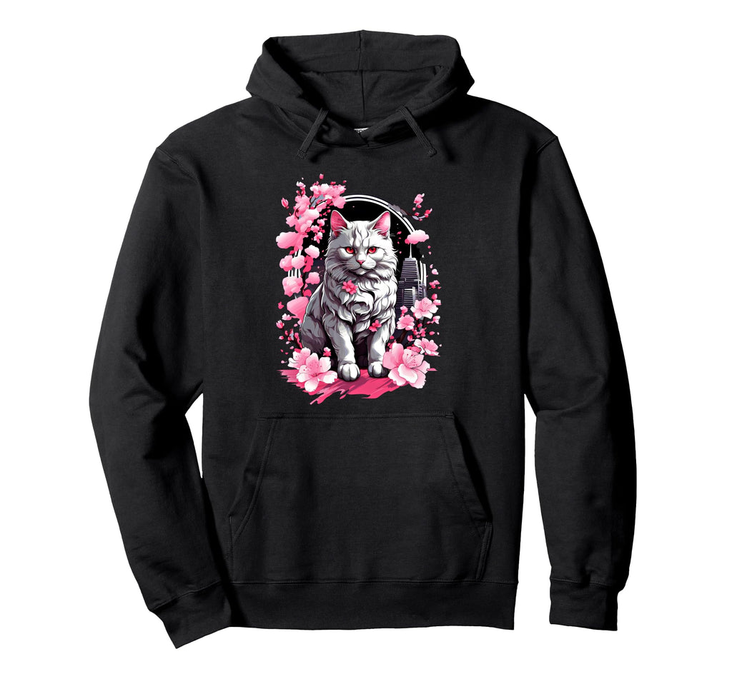 Anime Cat Japanese Vaporwave Aesthetic Hoodie - Unique Graphic Unisex - T-Shirt, Sweatshirt, Hoodie