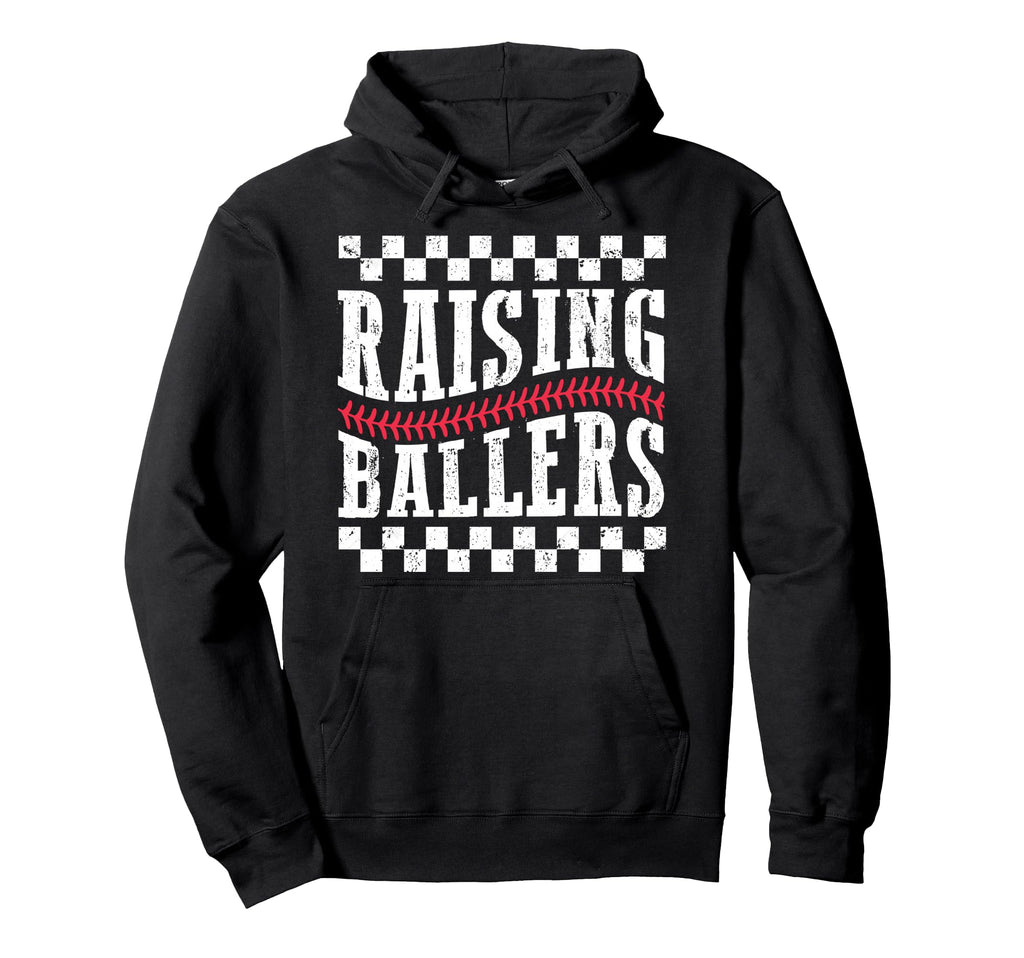 Raising Ballers Funny Mom Baseball Hoodie - Aesthetic Graphic Unisex - T-Shirt, Sweatshirt, Hoodie