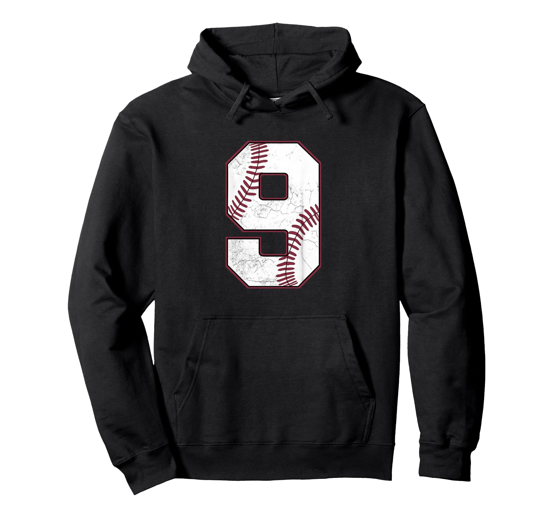 Distressed Baseball Jersey Number 9 Hoodie - Minimalist Print for Adults - T-Shirt, Sweatshirt, Hoodie