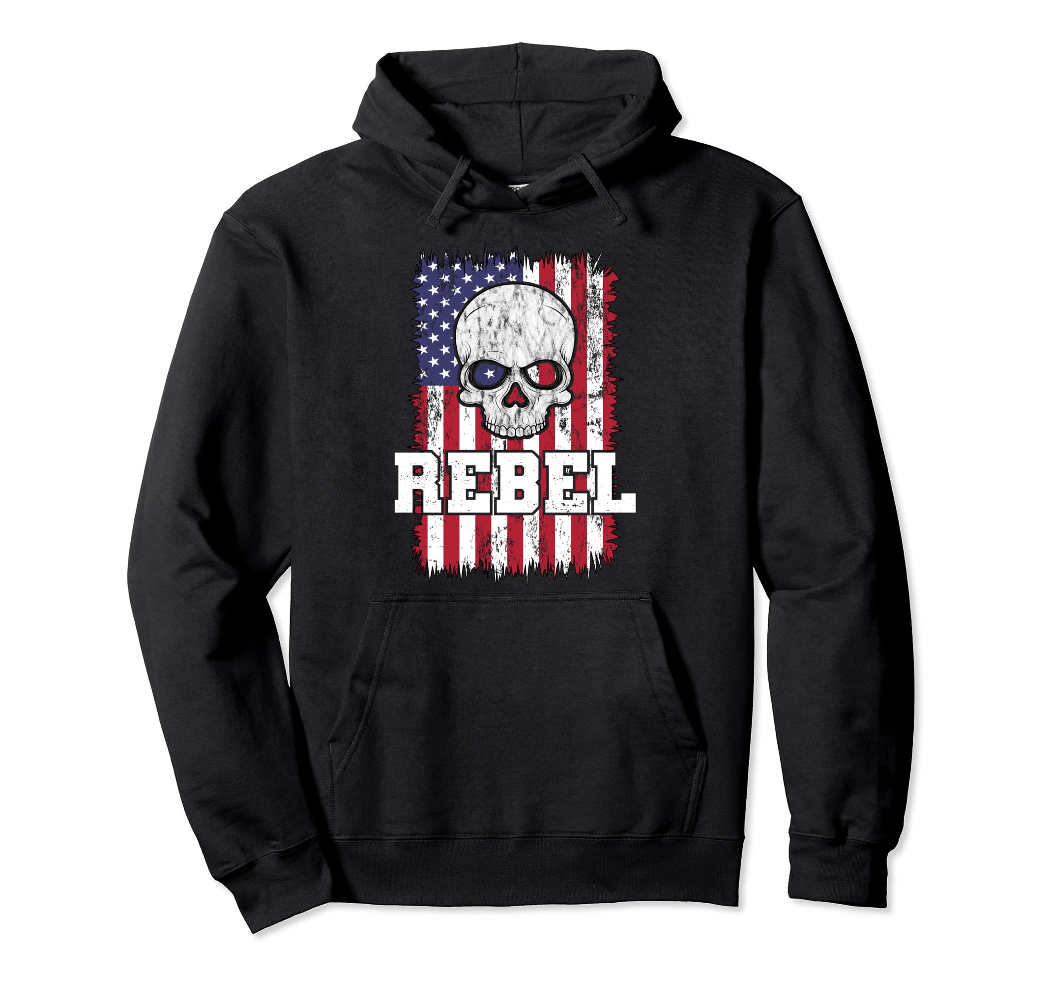 Patriotic Flag Skull Rebel Distressed Hoodie - Trendy Graphic Men Women - T-Shirt, Sweatshirt, Hoodie