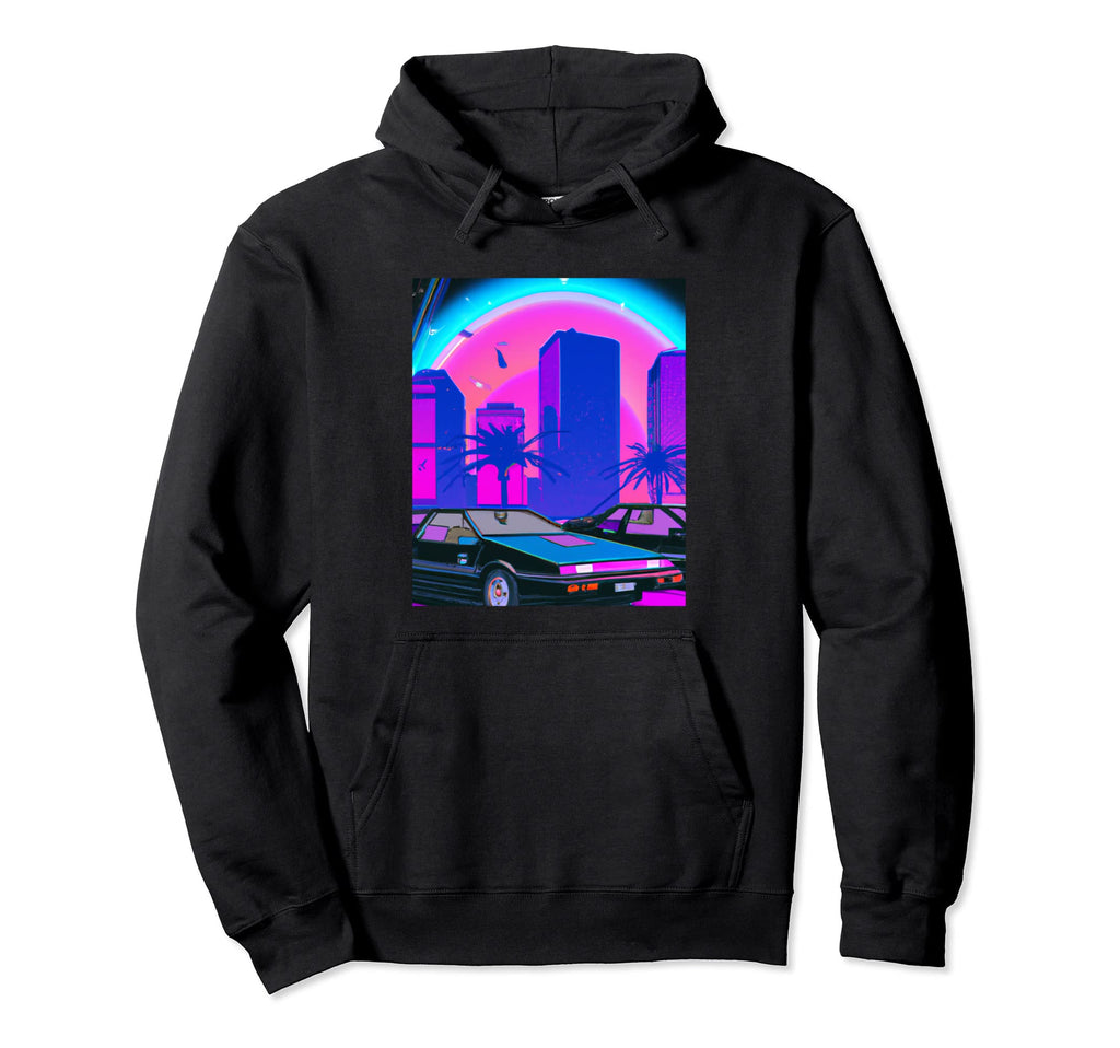 Vaporwave Aesthetic Synthwave City Hoodie - Graphic Print for Adults - T-Shirt, Sweatshirt, Hoodie