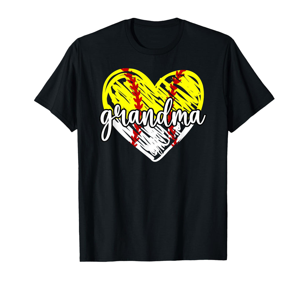Baseball Softball Grandma Heart T-Shirt - Minimalist Print Men Women - T-Shirt, Sweatshirt, Hoodie
