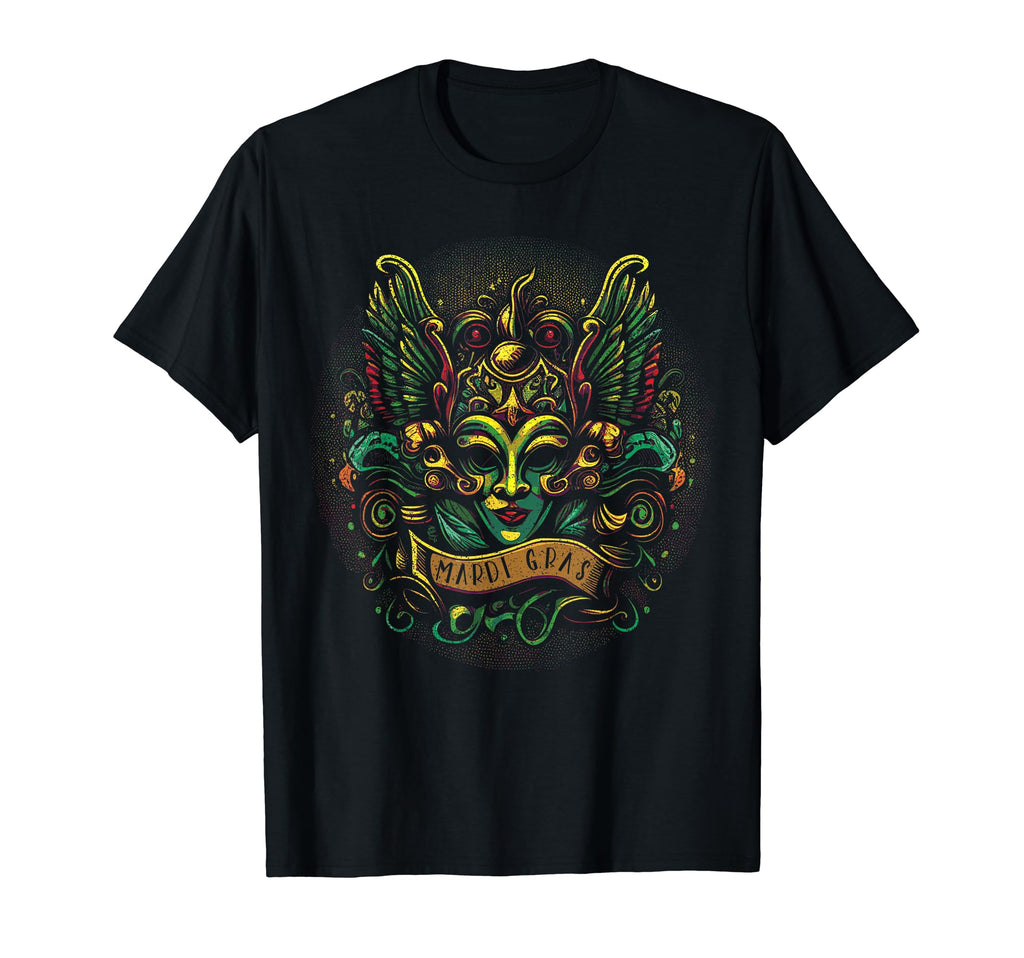 Distressed Art Nouveau Mardi Gras T-Shirt - Novelty Apparel for Adults - T-Shirt, Sweatshirt, Hoodie