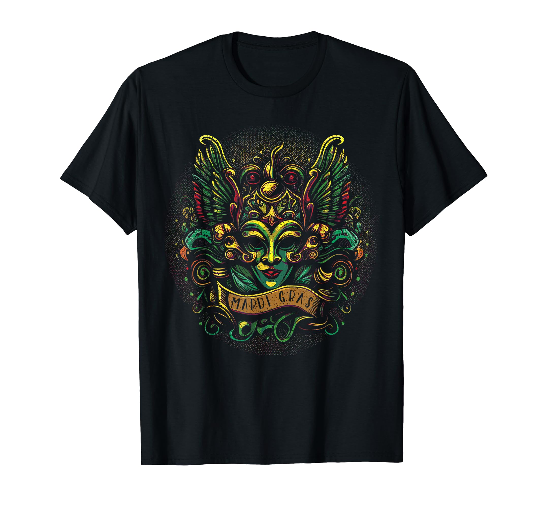 Distressed Art Nouveau Mardi Gras T-Shirt - Novelty Apparel for Adults - T-Shirt, Sweatshirt, Hoodie