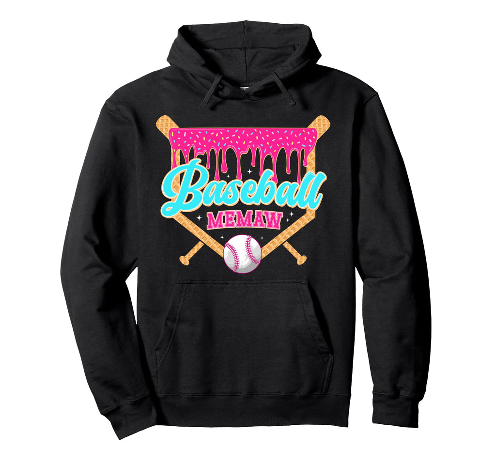 Baseball Memaw Ice Cream Drip Softball Hoodie - Custom Art Print Unisex - T-Shirt, Sweatshirt, Hoodie