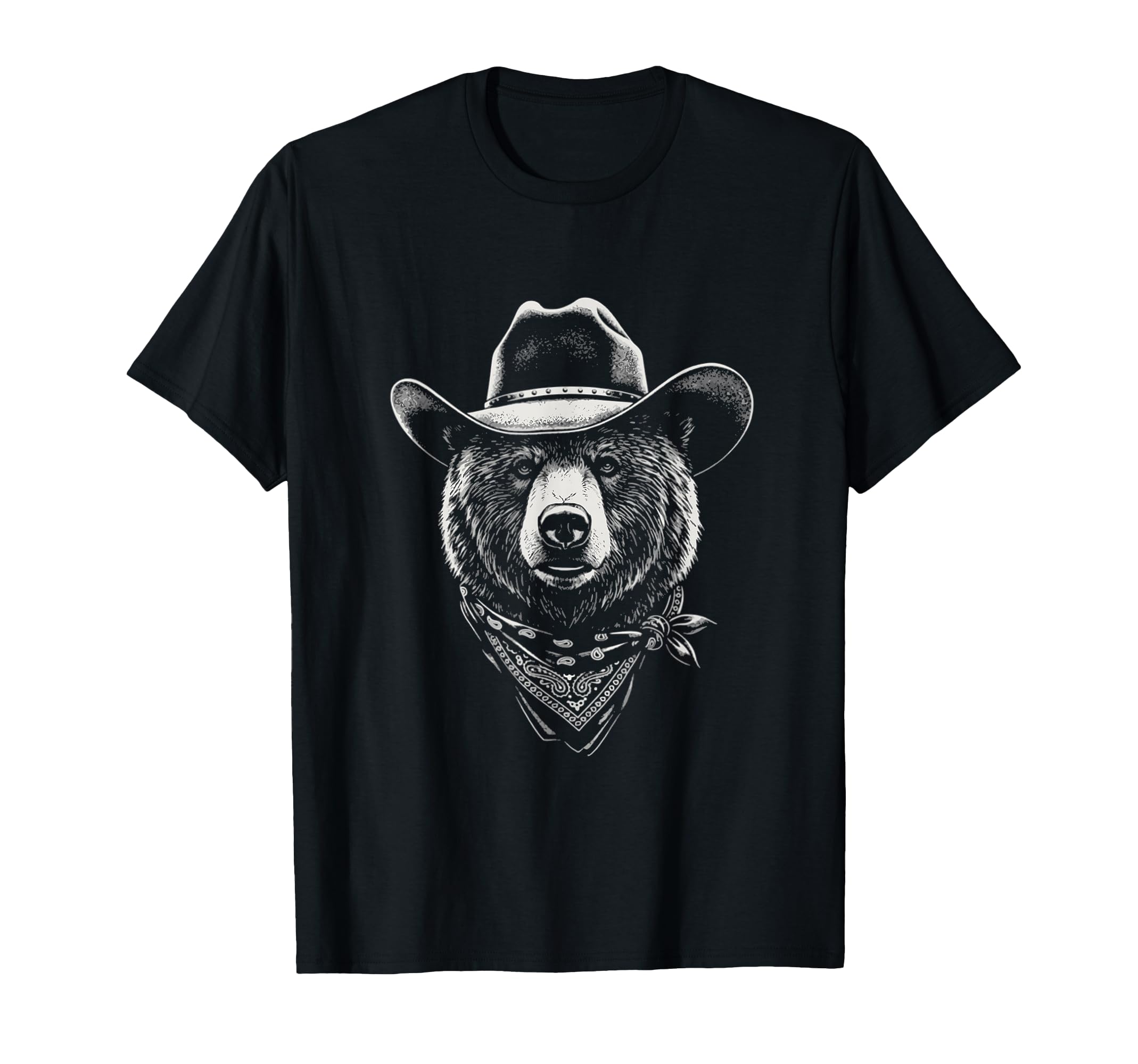 Cowboy Bear Portrait Western Animal T-Shirt - Custom Art Print for Adults - T-Shirt, Sweatshirt, Hoodie
