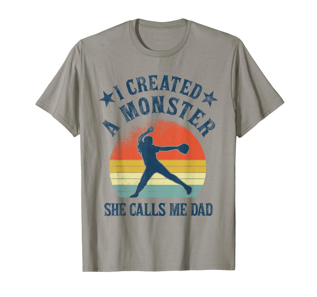 Proud Softball Dad I Created Monster T-Shirt - Novelty Apparel for Adults - T-Shirt, Sweatshirt, Hoodie