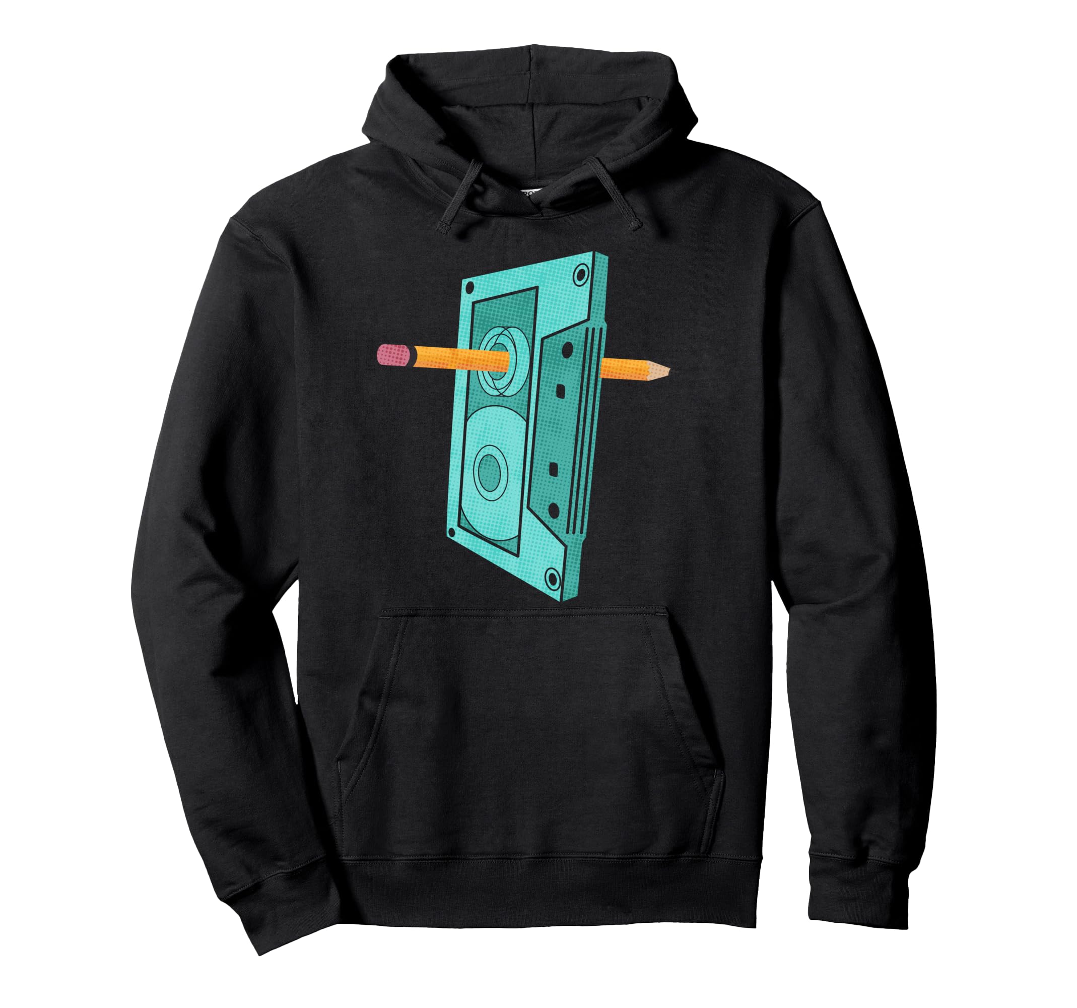 Rewind Funny 80S 90S Cassette Pencil Hoodie - Trendy Graphic for Adults - T-Shirt, Sweatshirt, Hoodie