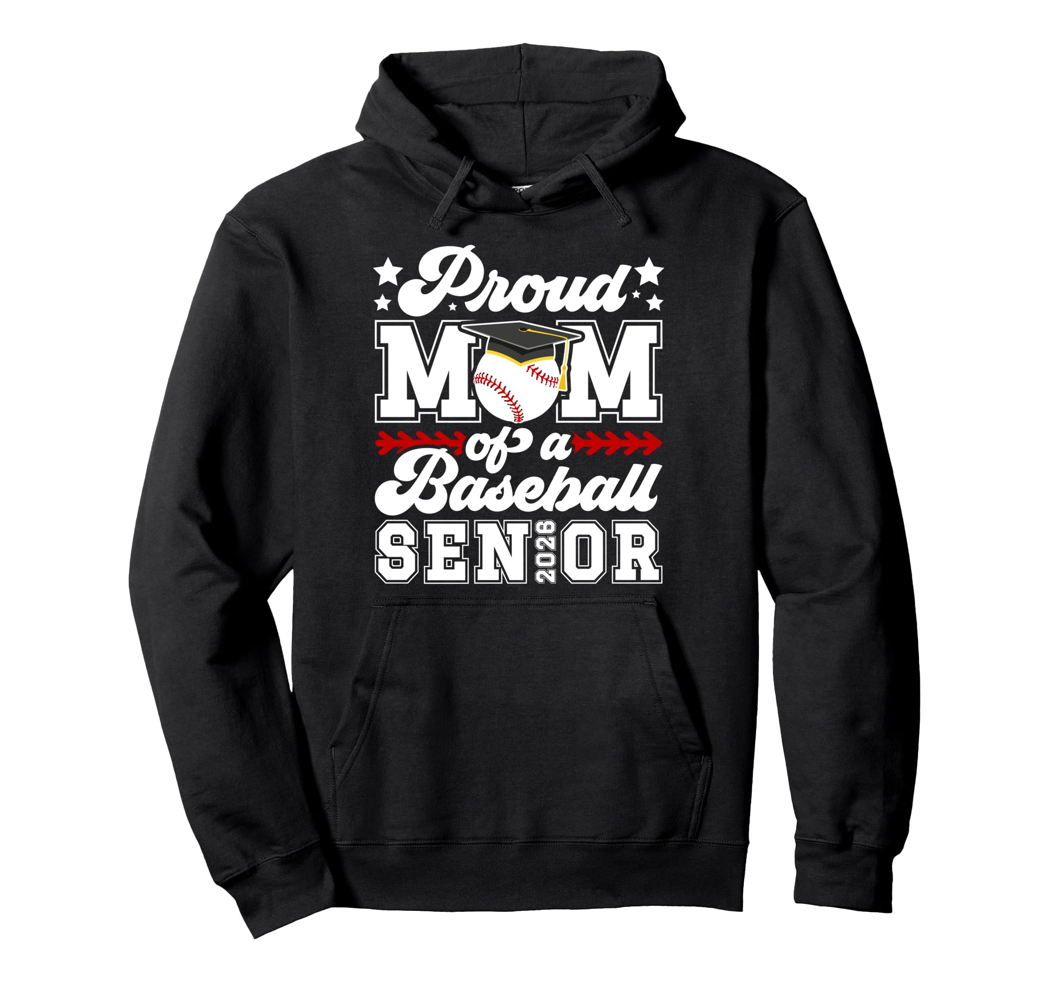 Mom Baseball Senior Mom 2026 Baseball Hoodie - Novelty Apparel for Adults - T-Shirt, Sweatshirt, Hoodie