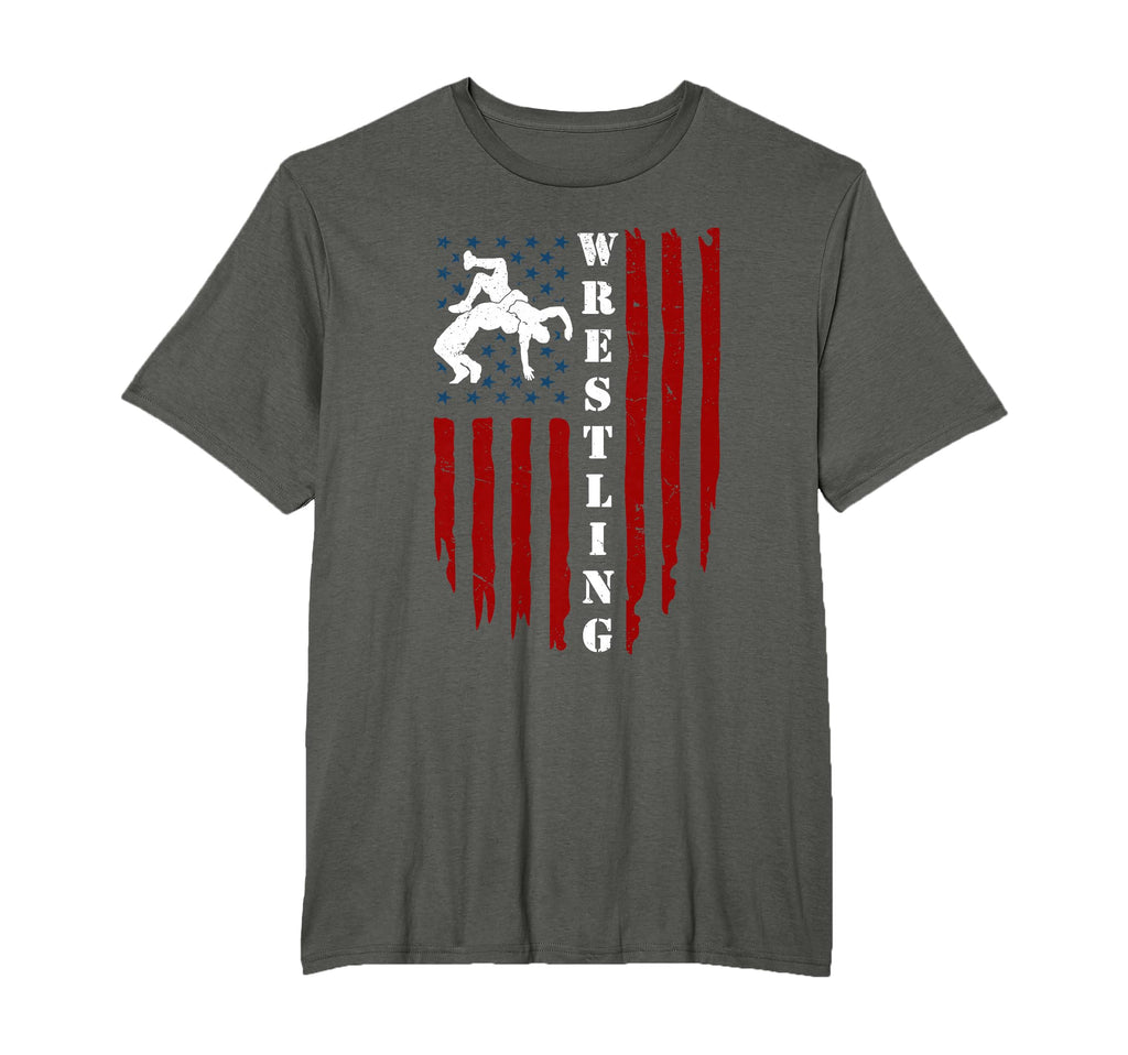 Wrestling American Flag Distressed T-Shirt - Minimalist Print for Adults - T-Shirt, Sweatshirt, Hoodie