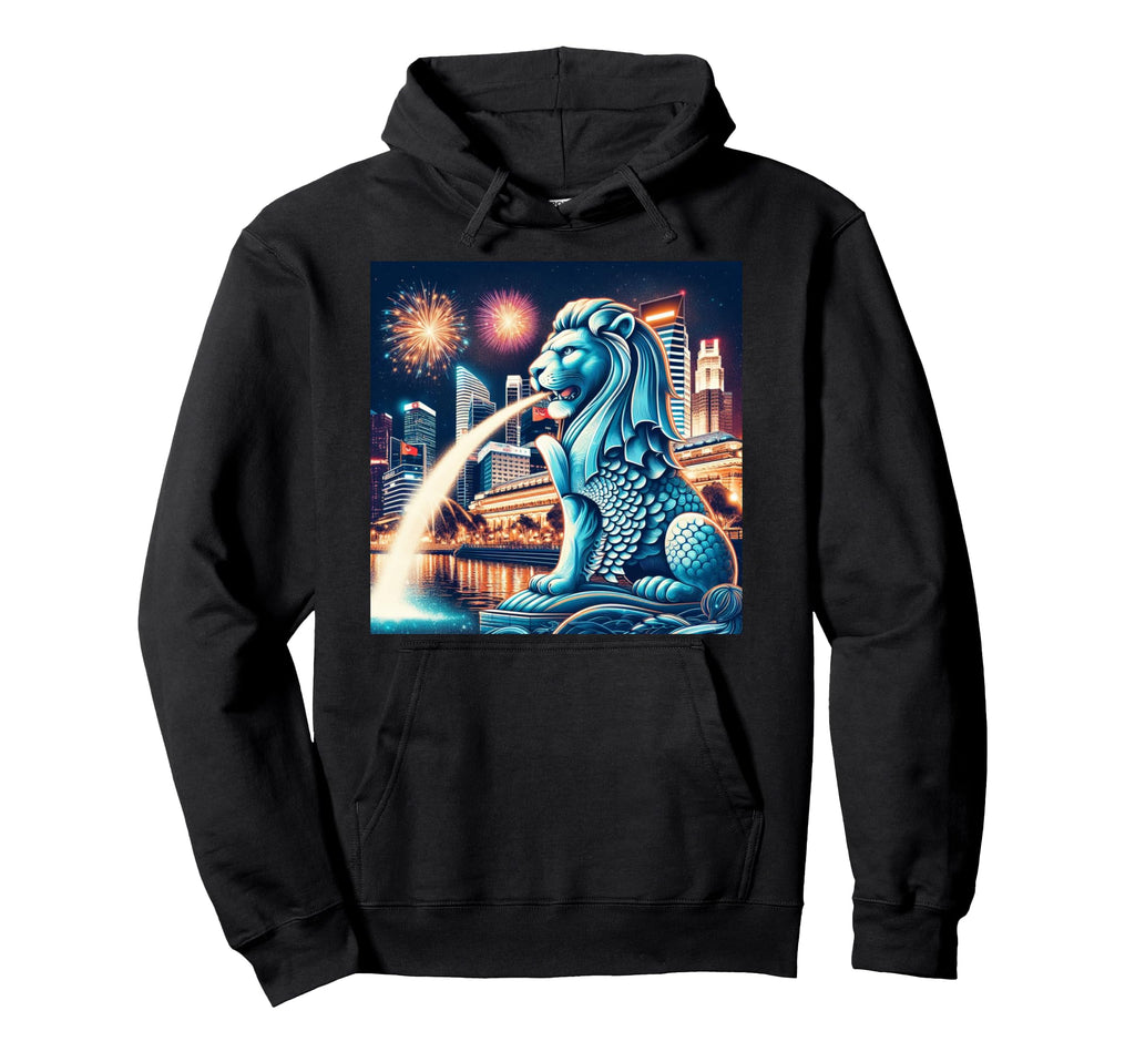 Merlion Distressed Hoodie - Casual Everyday Wear Unisex - T-Shirt, Sweatshirt, Hoodie