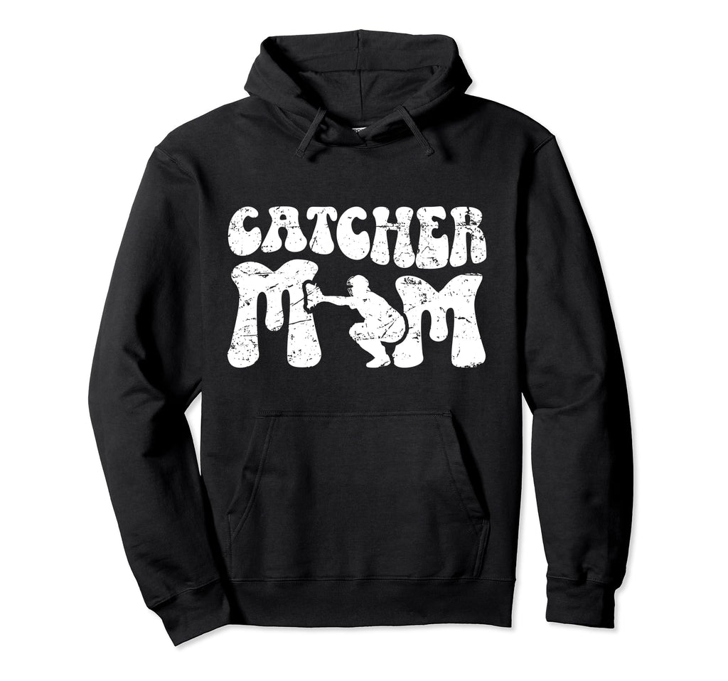 Baseball Catcher Mom Groovy Mom Hoodie - Fun Novelty Design for Adults - T-Shirt, Sweatshirt, Hoodie
