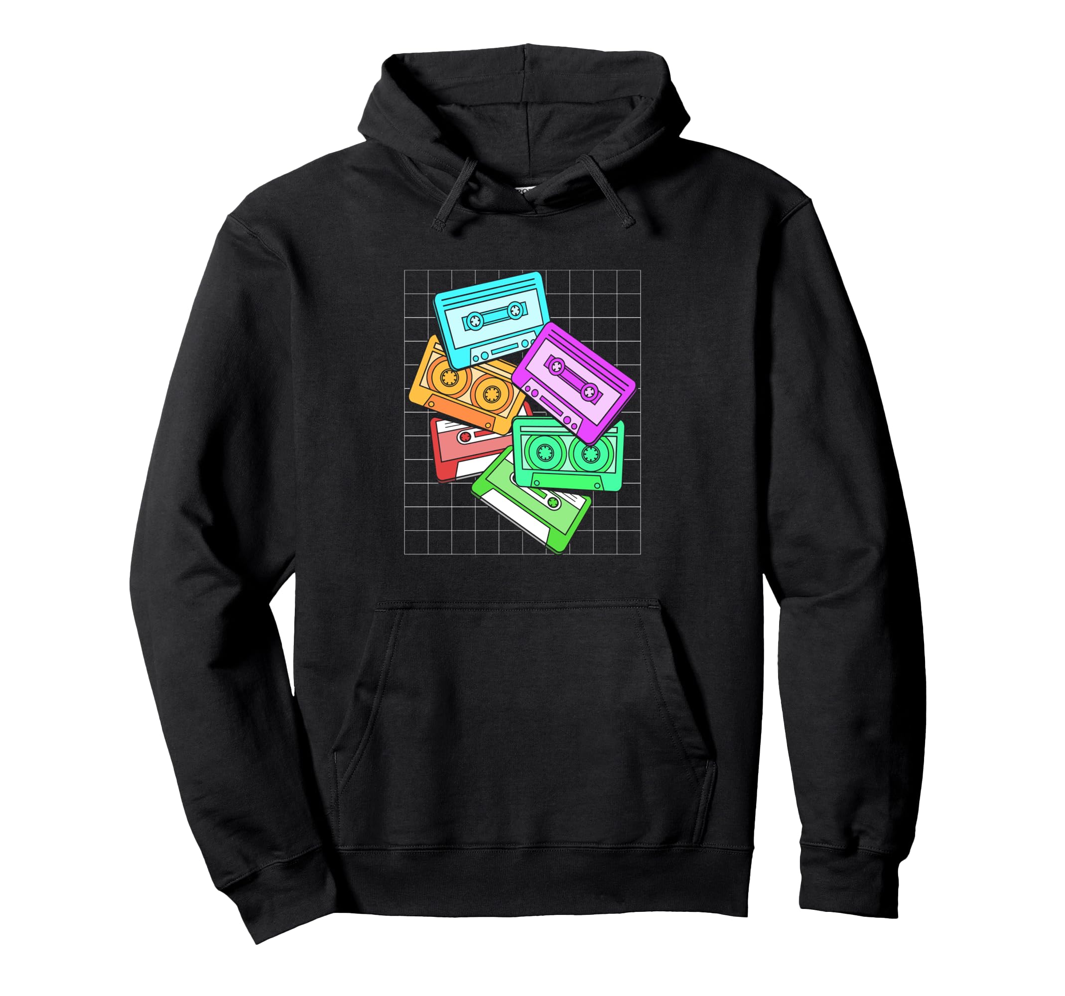 Cassette Tapes Collection Colorful Hoodie - Fun Novelty Design for Adults - T-Shirt, Sweatshirt, Hoodie