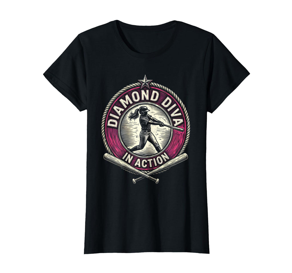 Diamond Diva Action Baseball T-Shirt - Unique Graphic Unisex - T-Shirt, Sweatshirt, Hoodie