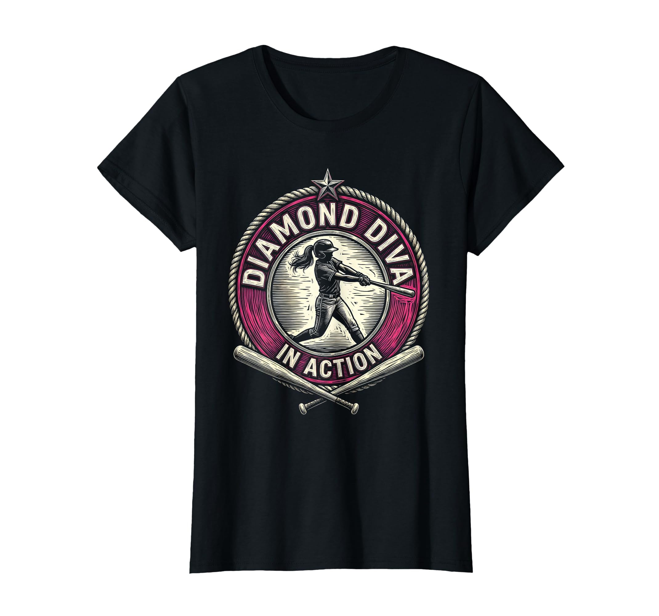 Diamond Diva Action Baseball T-Shirt - Unique Graphic Unisex - T-Shirt, Sweatshirt, Hoodie
