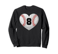 Baseball Number 8 Distressed Sweatshirt - Casual Everyday Wear Men Women - T-Shirt, Sweatshirt, Hoodie