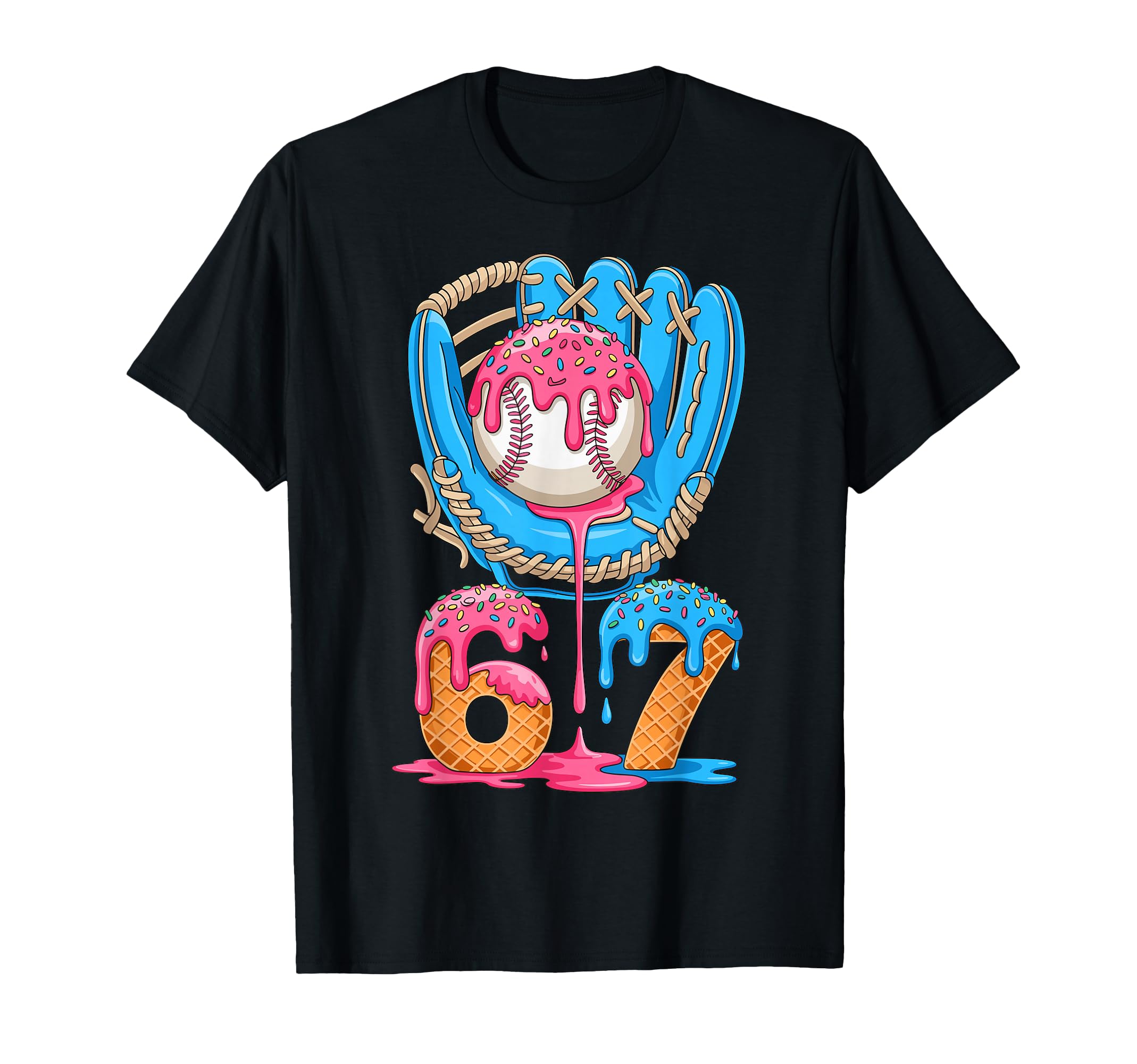Baseball Ice Cream Drip Six Seven T-Shirt - Casual Everyday Wear Unisex - T-Shirt, Sweatshirt, Hoodie