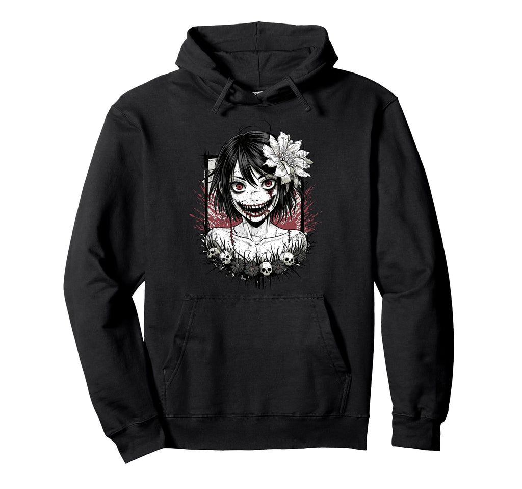Horror Anime Goth Oni Mask Creepy Hoodie - Casual Everyday Wear Unisex - T-Shirt, Sweatshirt, Hoodie