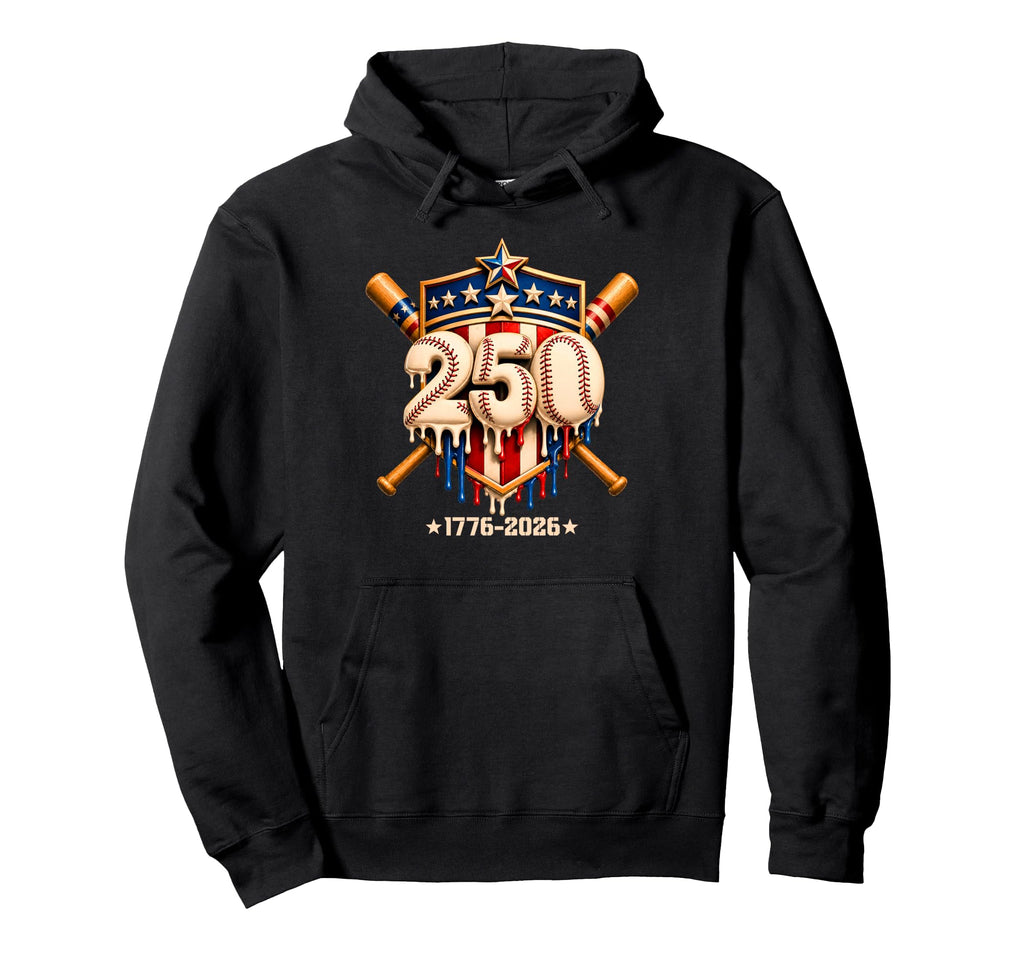 250 Usa Years Baseball Drip 4Th Hoodie - Fun Novelty Design for Adults - T-Shirt, Sweatshirt, Hoodie