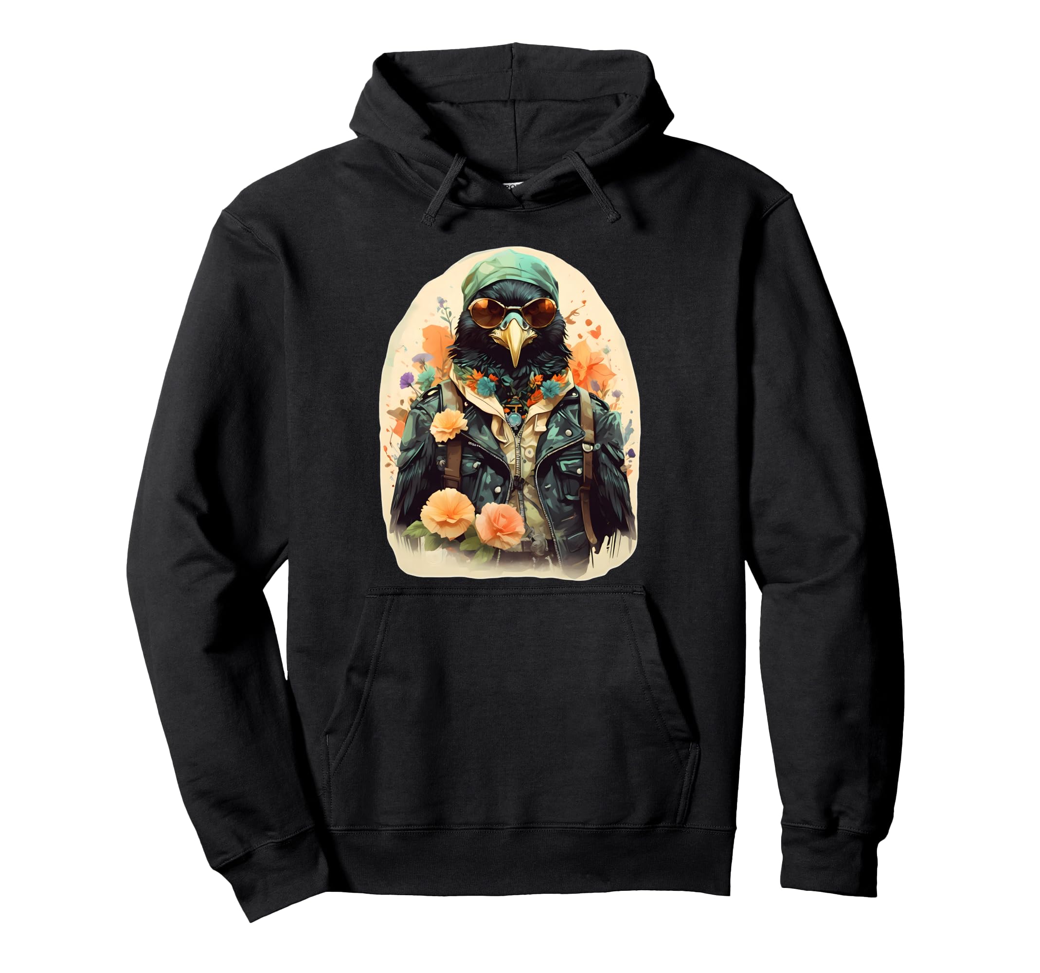 Bohemian Biker Blackbird Sunglasses Hoodie - Graphic Print for Adults - T-Shirt, Sweatshirt, Hoodie