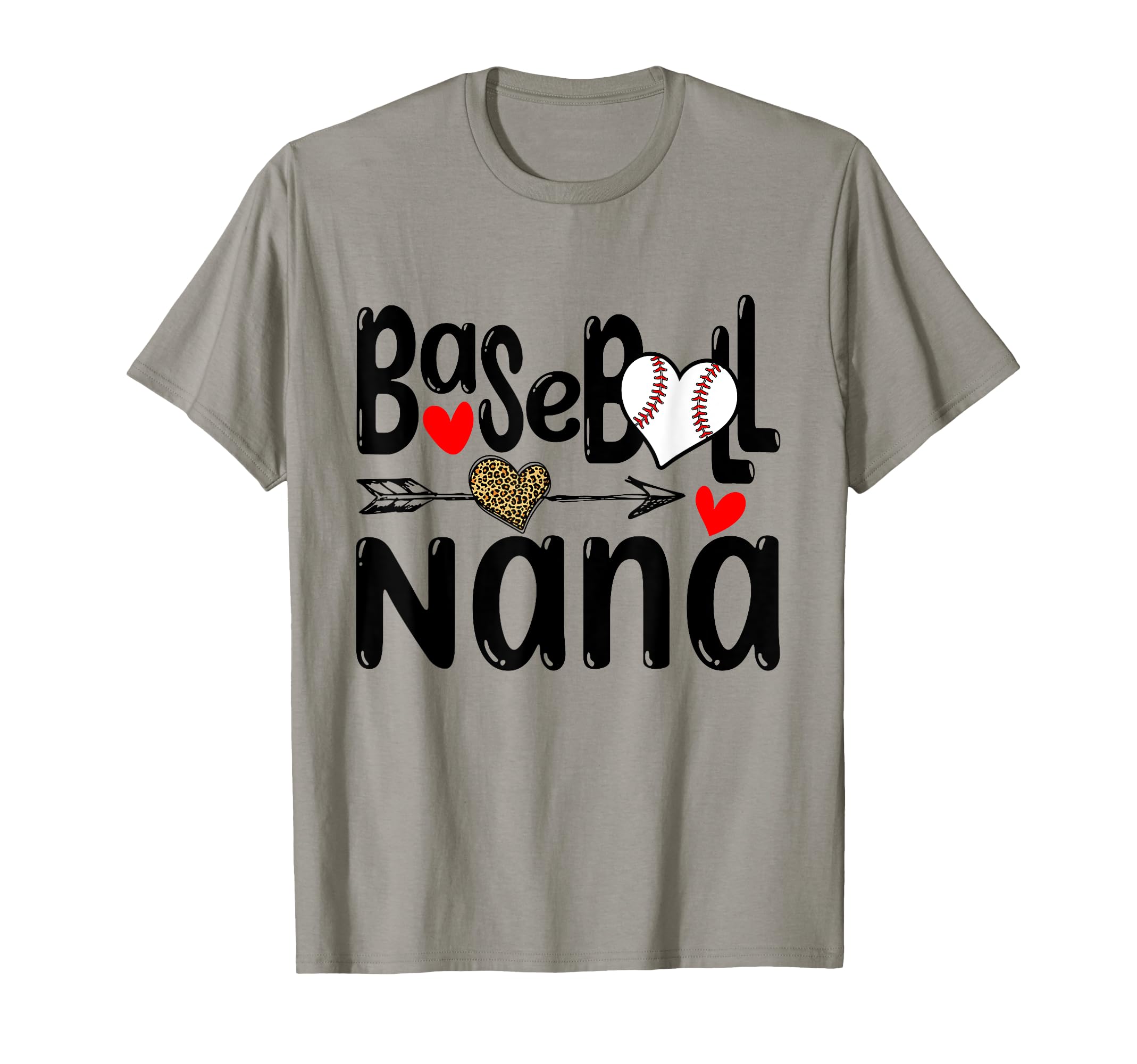 Leopard Heart Baseball Nana Mothers T-Shirt - Aesthetic Graphic for Adults - T-Shirt, Sweatshirt, Hoodie