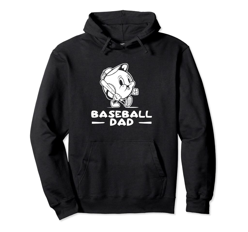 Love Baseball Dad Funny Cartoon Hoodie - Casual Everyday Wear for Adults - T-Shirt, Sweatshirt, Hoodie