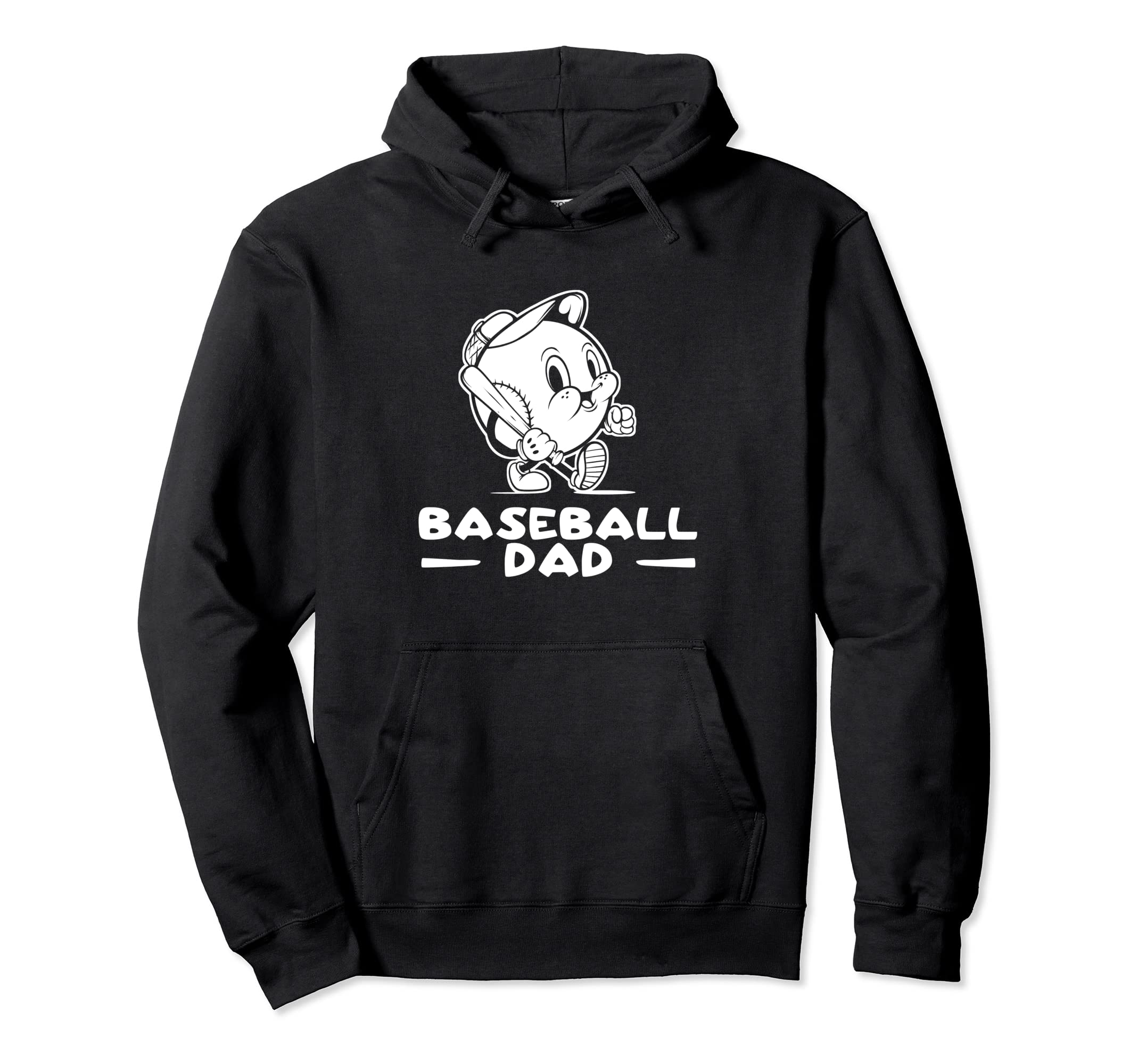 Love Baseball Dad Funny Cartoon Hoodie - Casual Everyday Wear for Adults - T-Shirt, Sweatshirt, Hoodie