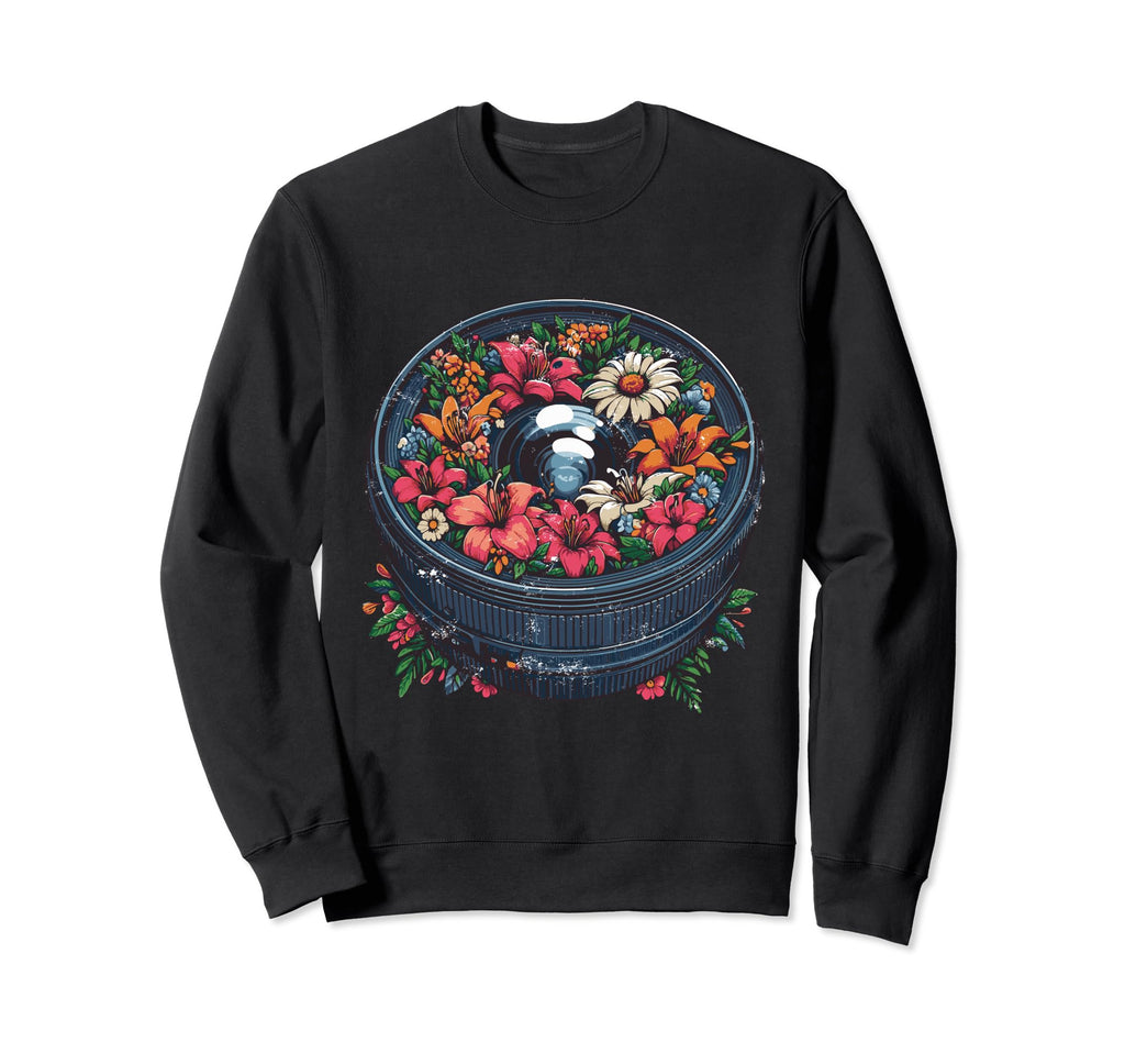 Floral Lens Music And Flower Sweatshirt - Novelty Apparel for Adults - T-Shirt, Sweatshirt, Hoodie