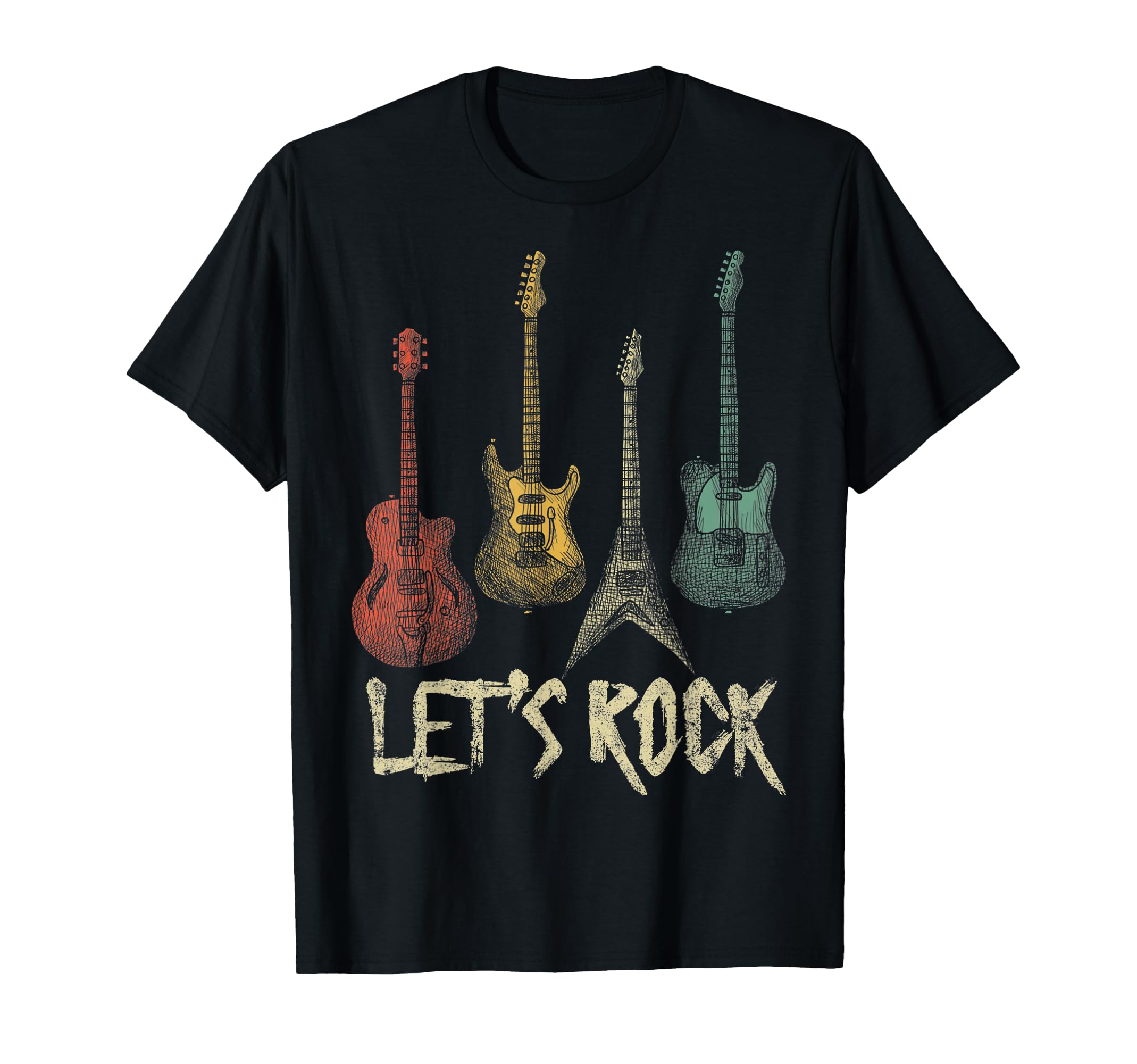 Lets Rock Rock N Roll Guitar Gift T-Shirt - Trendy Graphic for Adults - T-Shirt, Sweatshirt, Hoodie