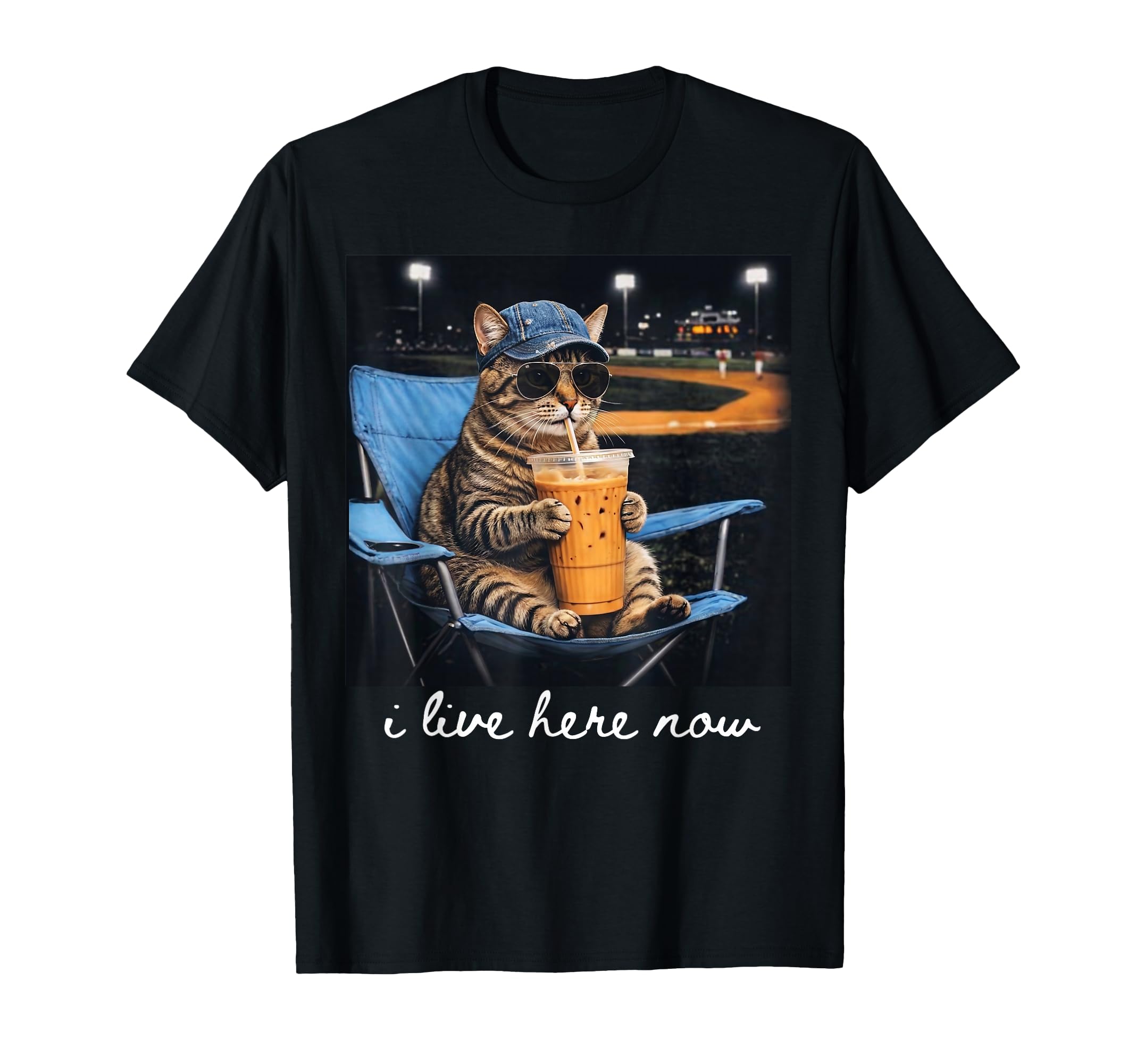 Cat Drink Iced Coffee Baseball T-Shirt - Fun Novelty Design Men Women - T-Shirt, Sweatshirt, Hoodie