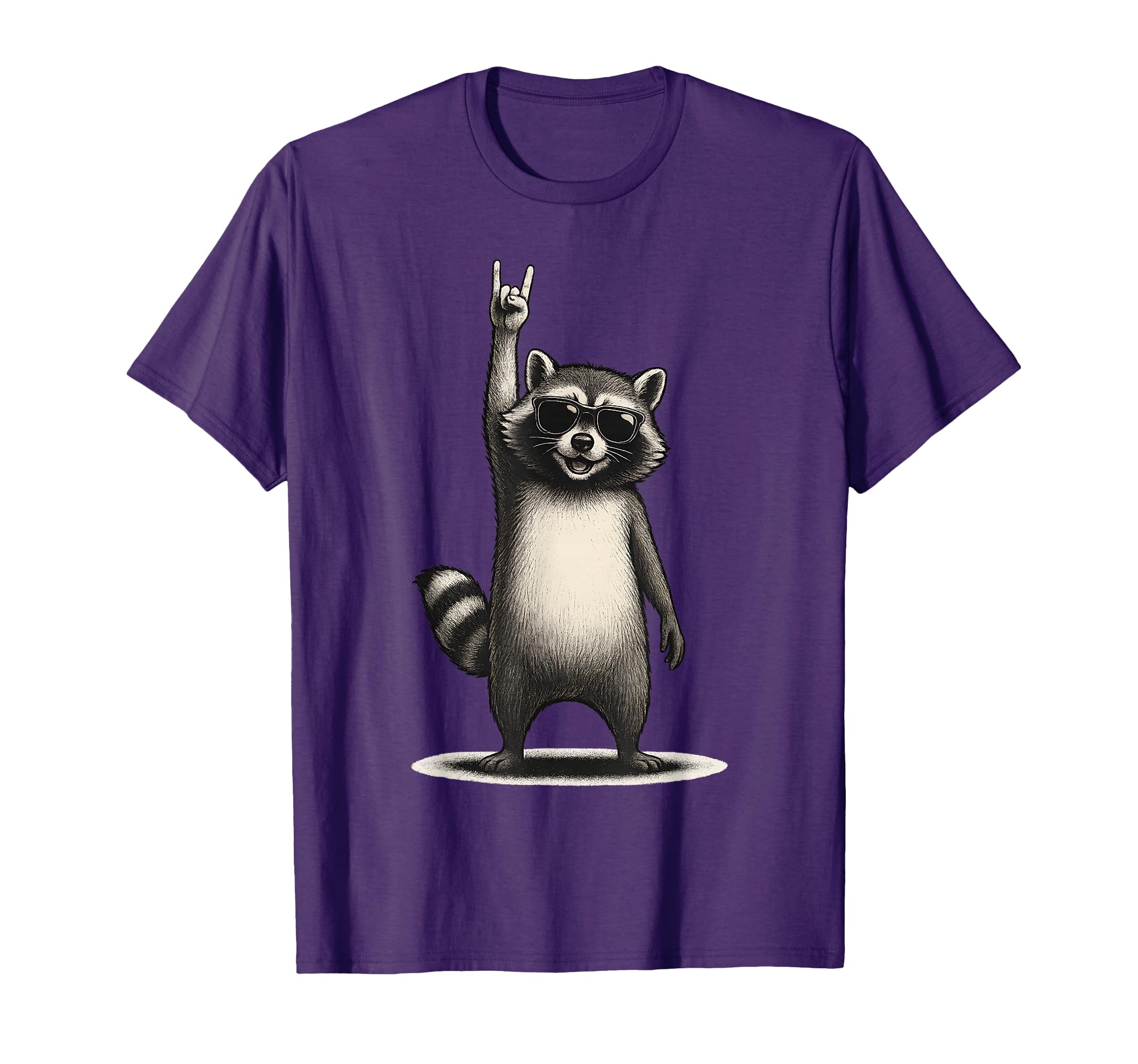 Raccoon Hand Rock Rocker Rock Music T-Shirt - Custom Art Print for Adults - T-Shirt, Sweatshirt, Hoodie
