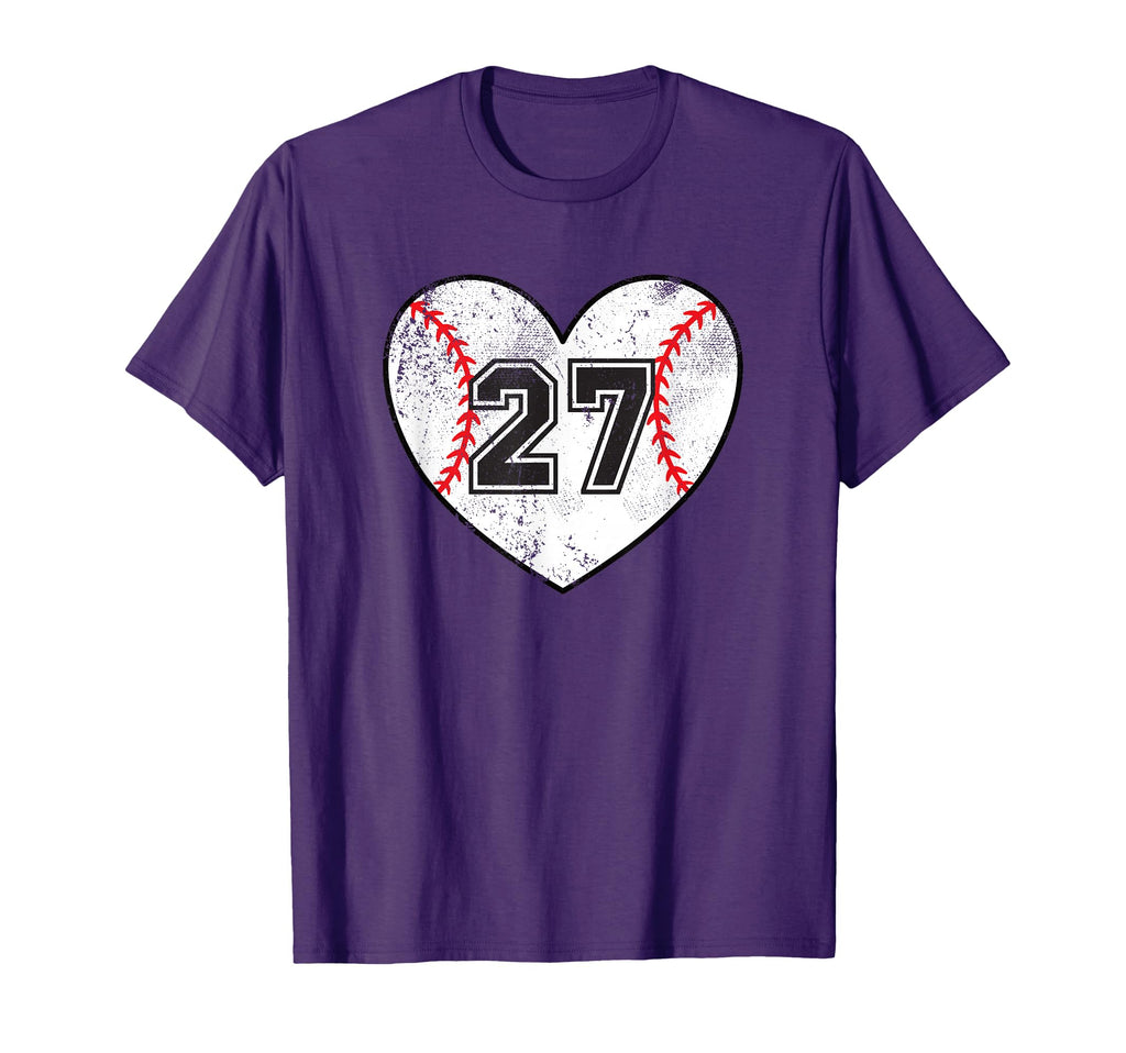 Baseball Heart Player 27 Baseball Mom T-Shirt - Graphic Print for Adults - T-Shirt, Sweatshirt, Hoodie