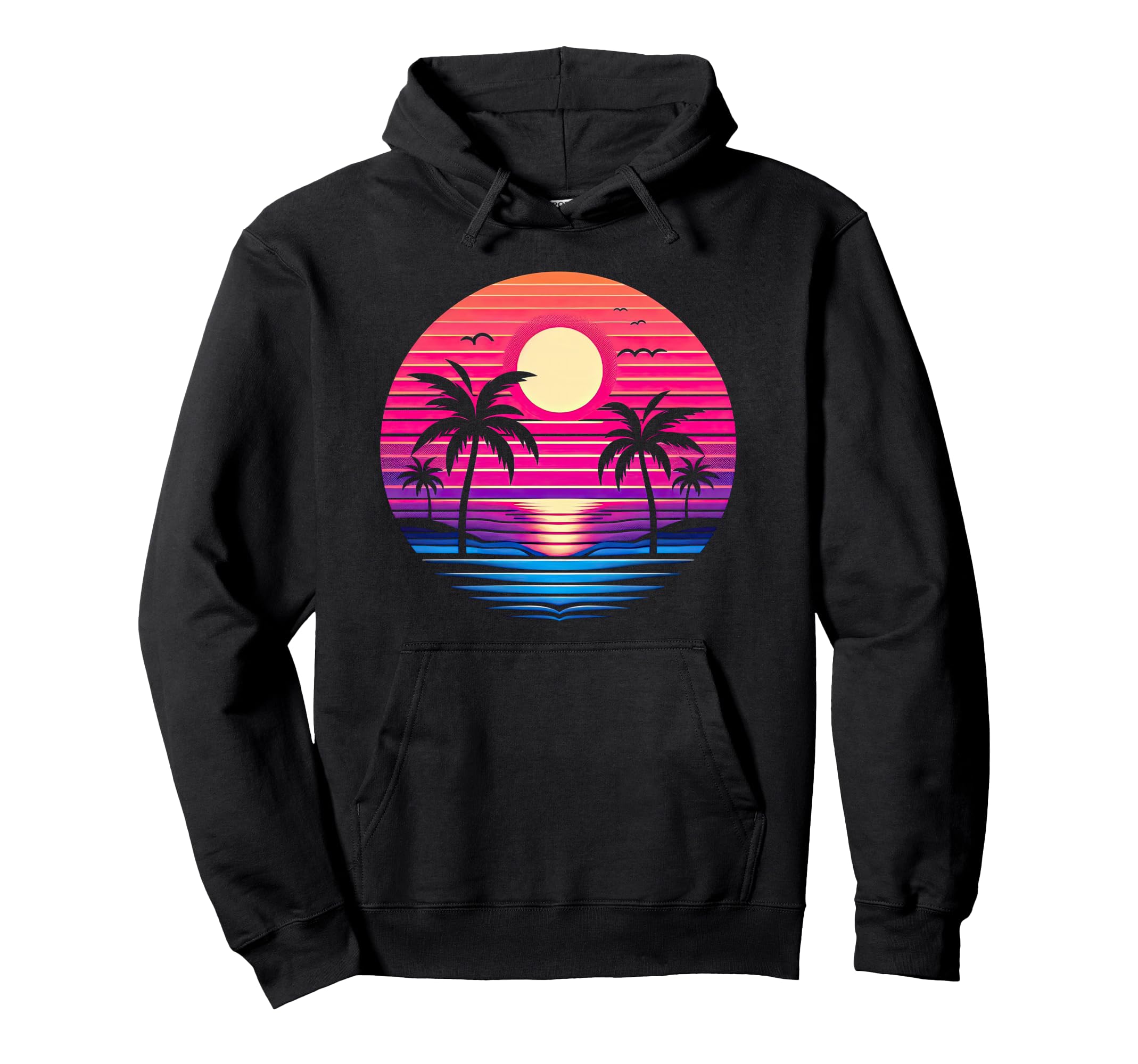 Synthwave Vaporwave Tropical Palm Hoodie - Casual Everyday Wear for Adults - T-Shirt, Sweatshirt, Hoodie