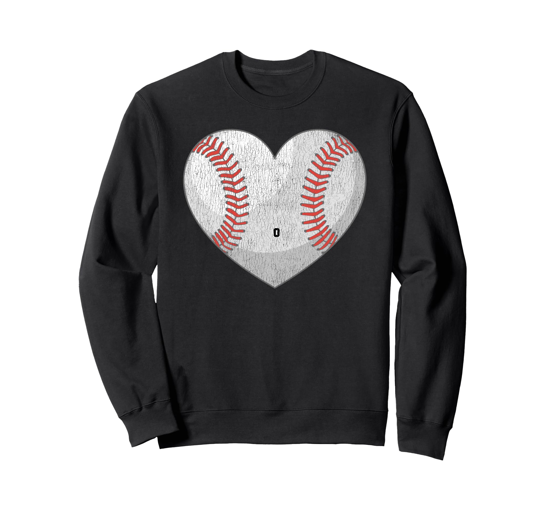 Baseball Number 0 Distressed Heart Sweatshirt - Unique Graphic Men Women - T-Shirt, Sweatshirt, Hoodie